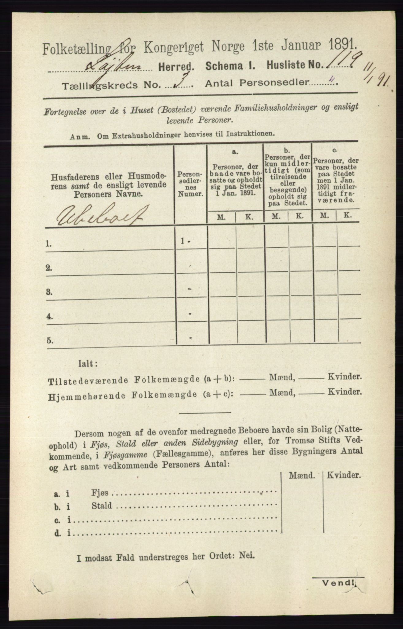 RA, 1891 census for 0415 Løten, 1891, p. 2118