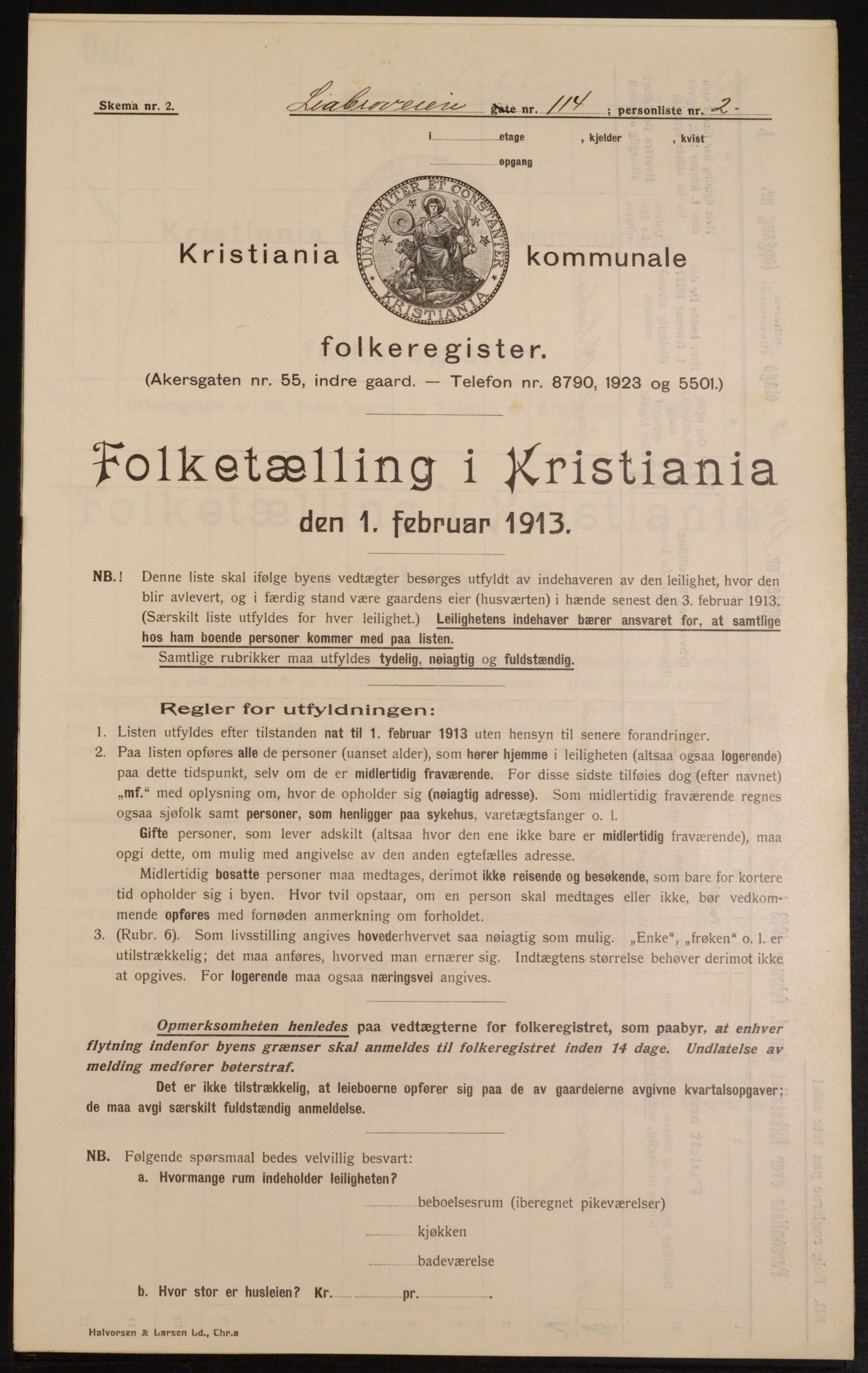 OBA, Municipal Census 1913 for Kristiania, 1913, p. 57999