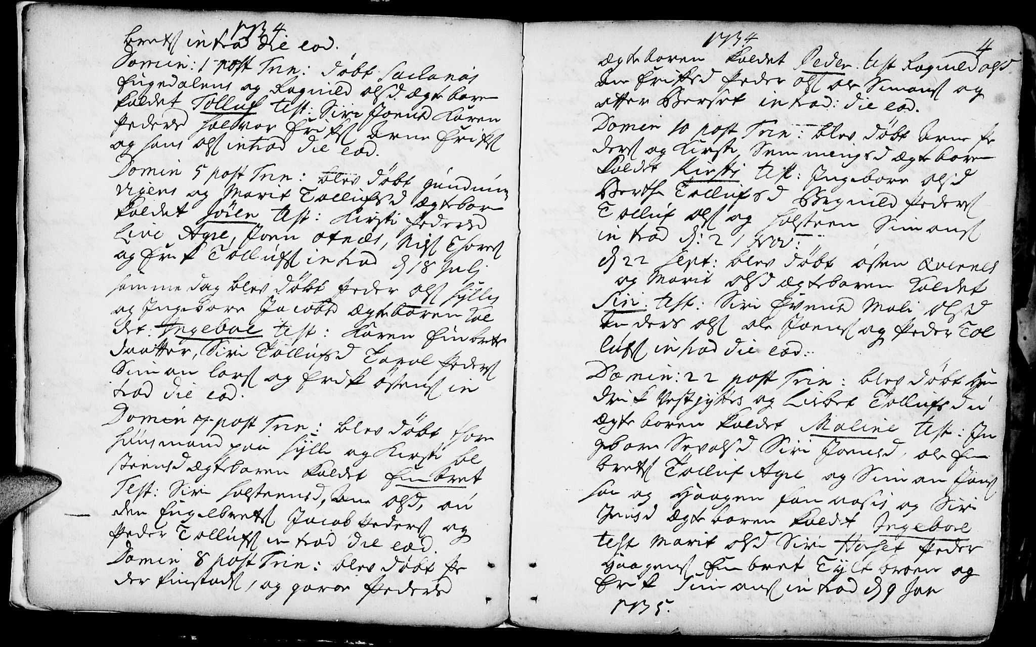 Rendalen prestekontor, SAH/PREST-054/H/Ha/Haa/L0001: Parish register (official) no. 1, 1733-1787, p. 4