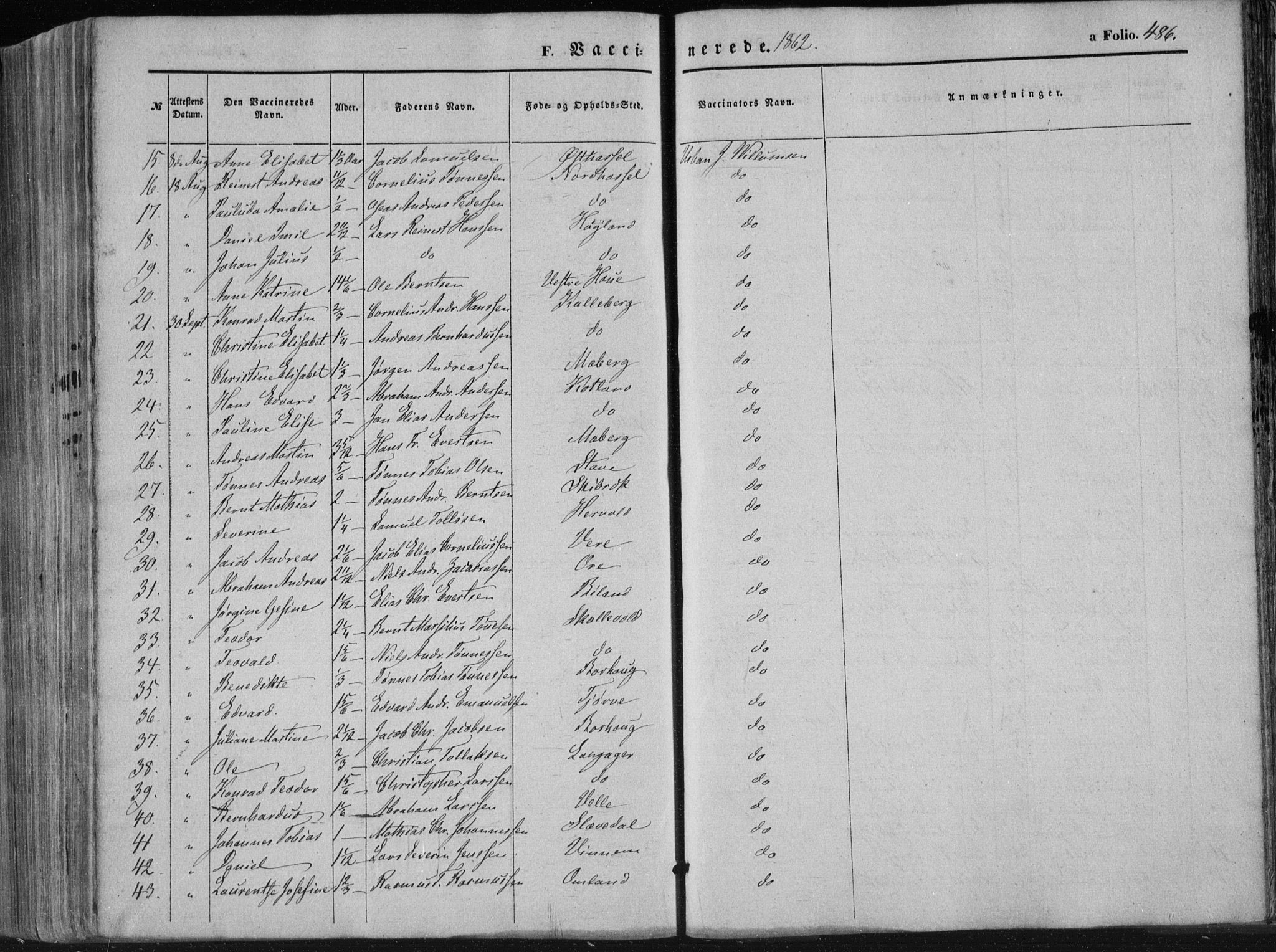 Lista sokneprestkontor, AV/SAK-1111-0027/F/Fa/L0011: Parish register (official) no. A 11, 1861-1878, p. 486