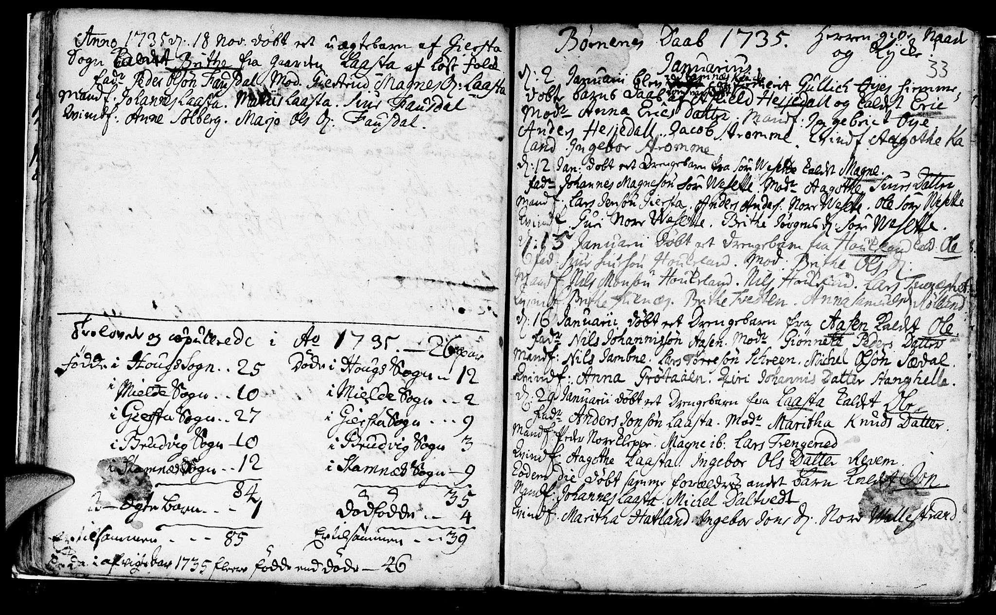 Haus sokneprestembete, AV/SAB-A-75601/H/Haa: Parish register (official) no. A 5, 1733-1747, p. 33