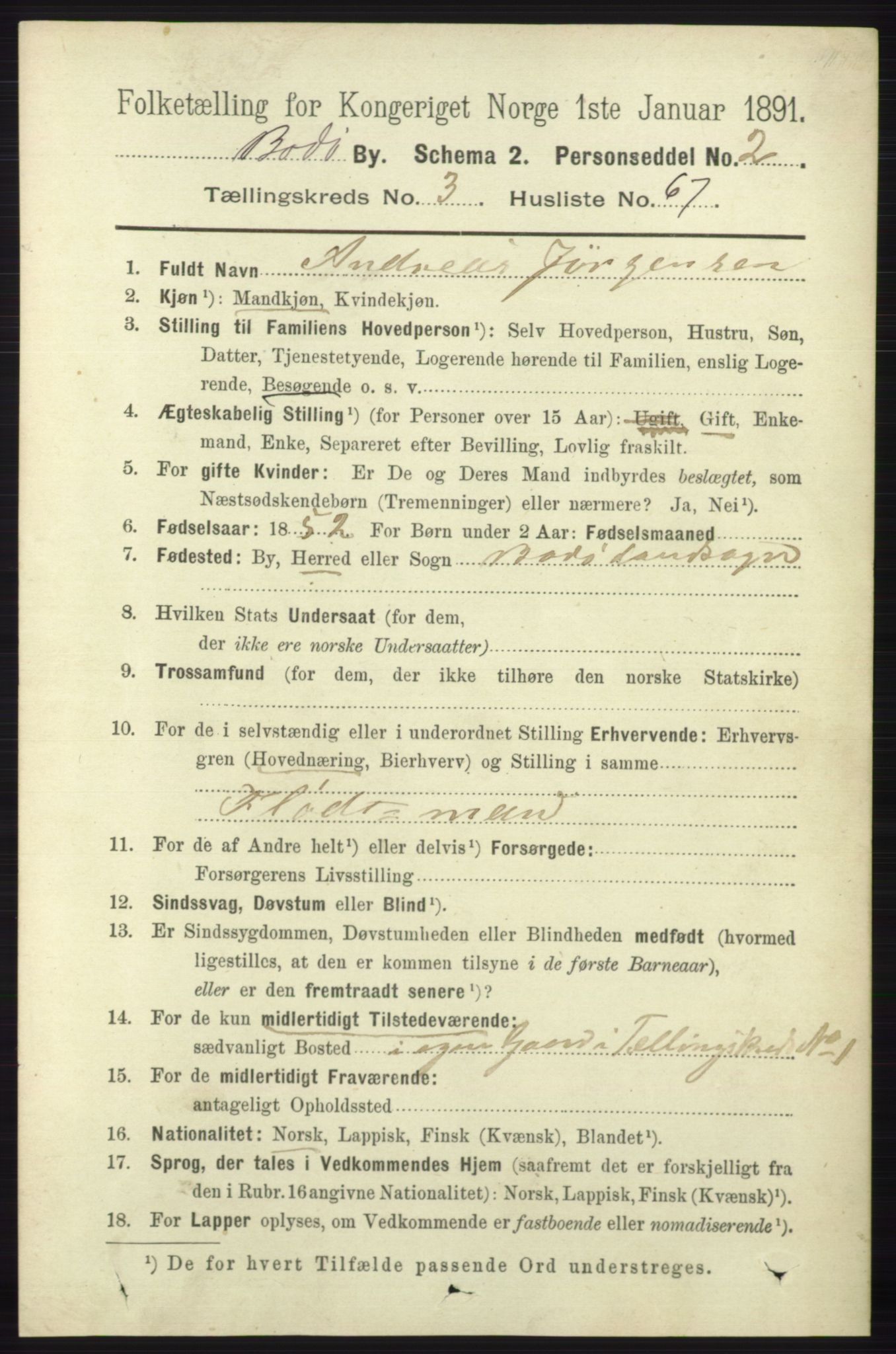 RA, 1891 census for 1804 Bodø, 1891, p. 2887