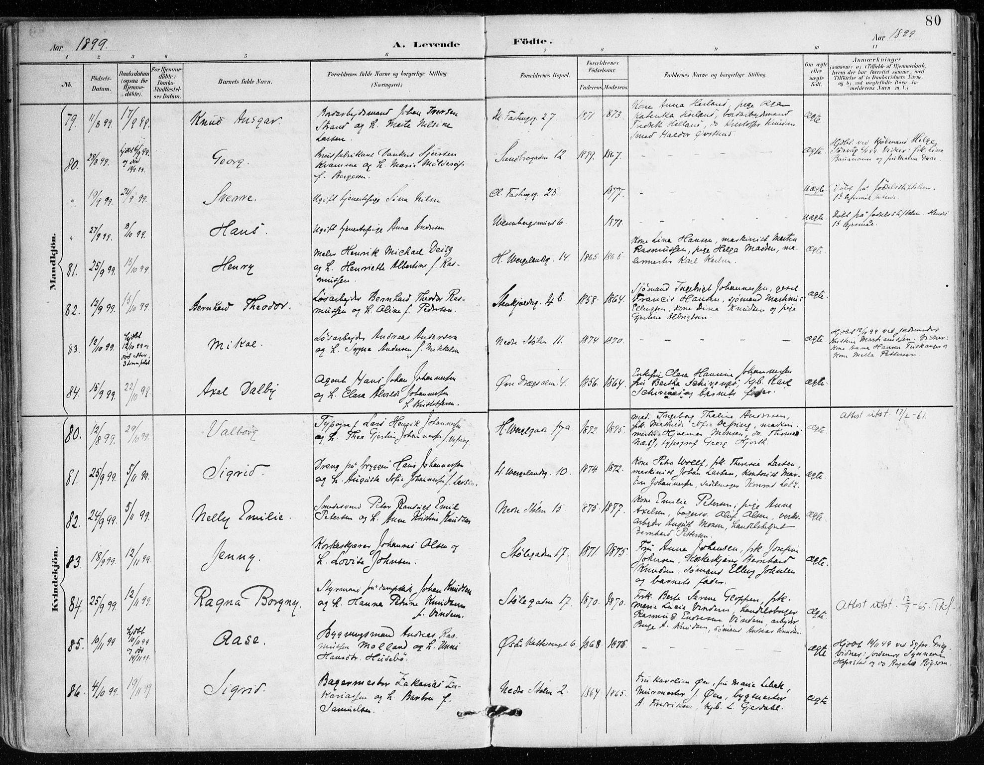 Mariakirken Sokneprestembete, AV/SAB-A-76901/H/Haa/L0008: Parish register (official) no. A 8, 1893-1942, p. 80