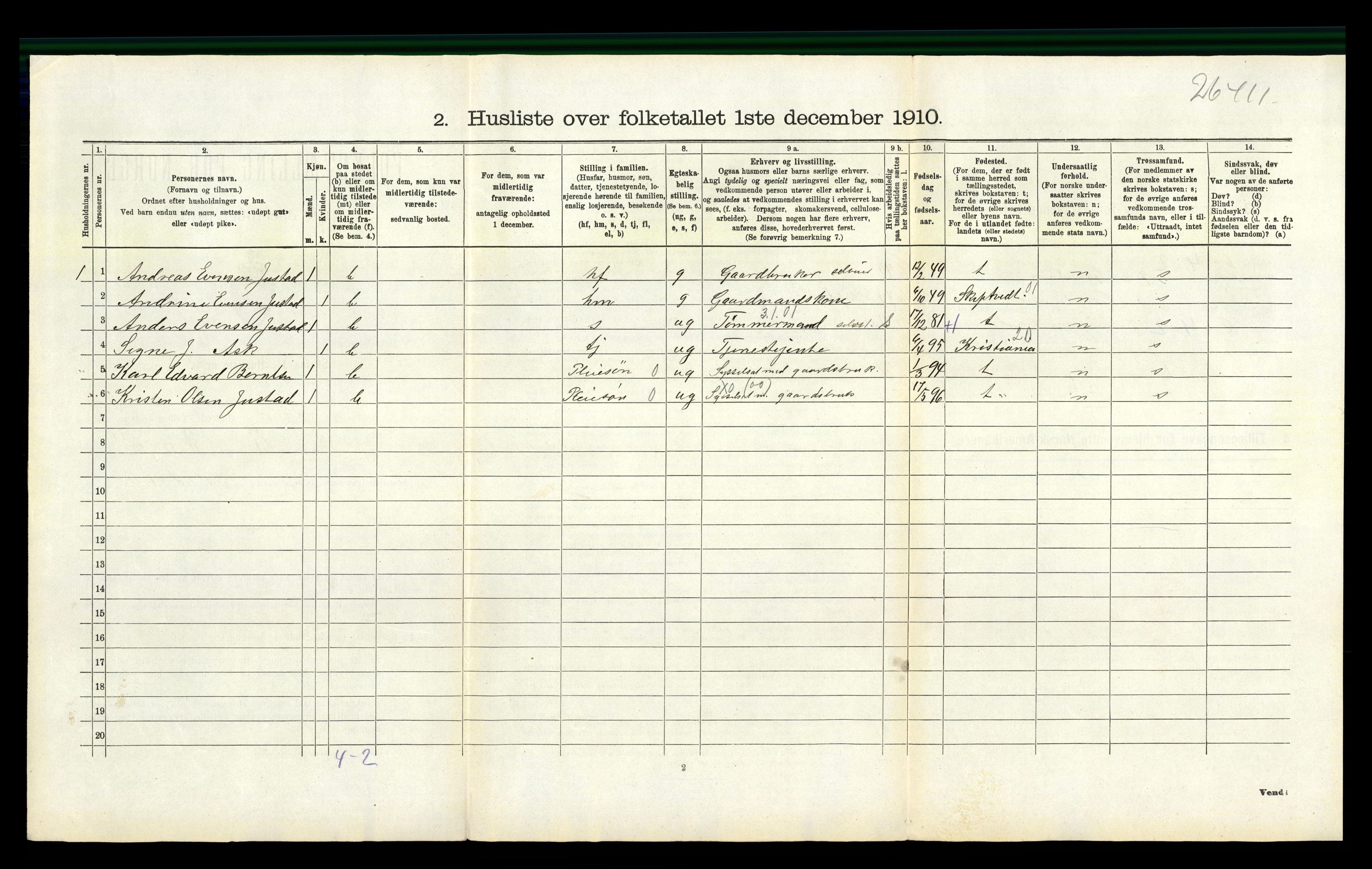 RA, 1910 census for Lier, 1910, p. 1009