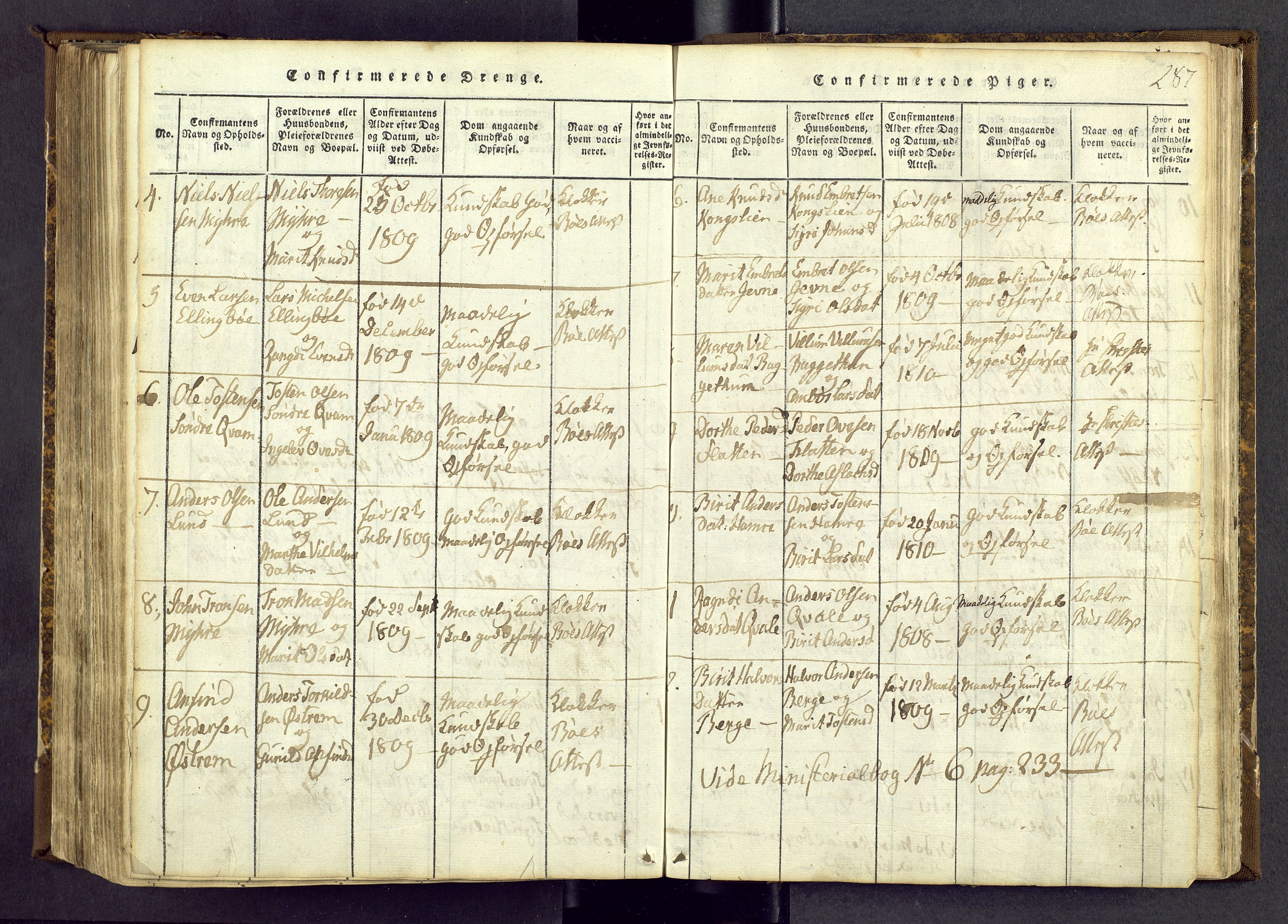 Vang prestekontor, Valdres, AV/SAH-PREST-140/H/Ha/L0004: Parish register (official) no. 4, 1814-1831, p. 287