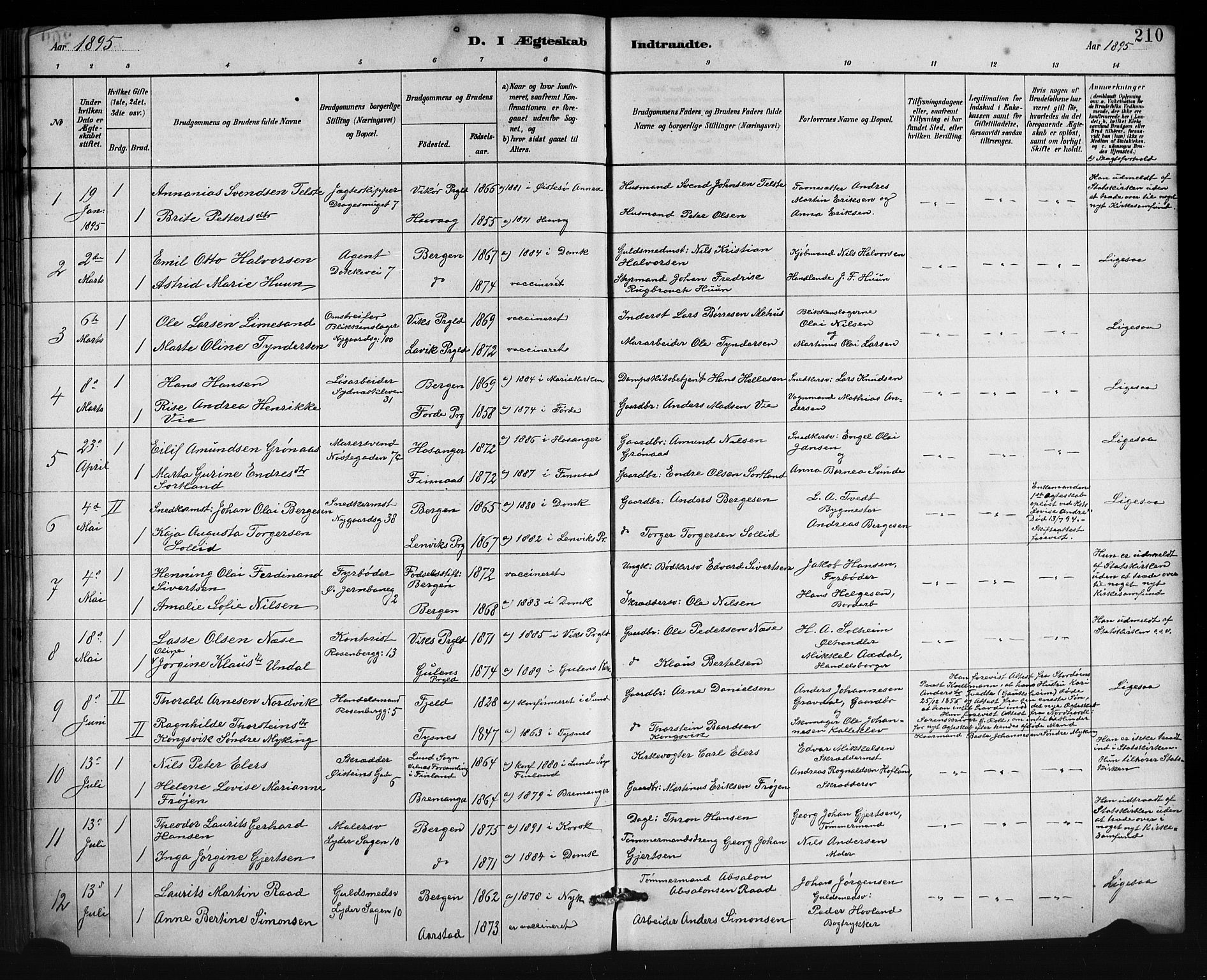 Johanneskirken sokneprestembete, SAB/A-76001/H/Hab: Parish register (copy) no. C 1, 1885-1912, p. 210