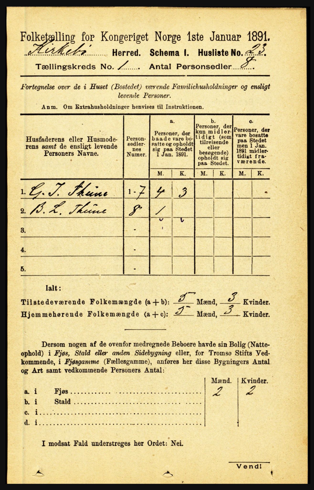 RA, 1891 census for 1416 Kyrkjebø, 1891, p. 42