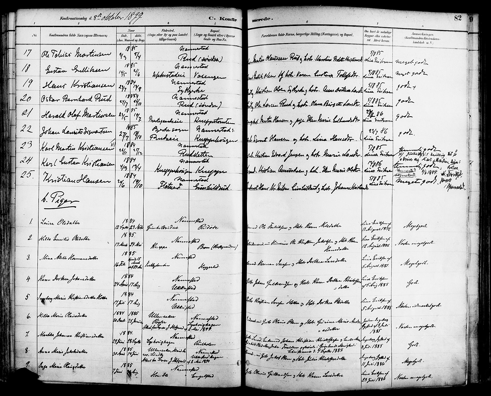 Nannestad prestekontor Kirkebøker, SAO/A-10414a/F/Fa/L0015: Parish register (official) no. I 15, 1891-1905, p. 82