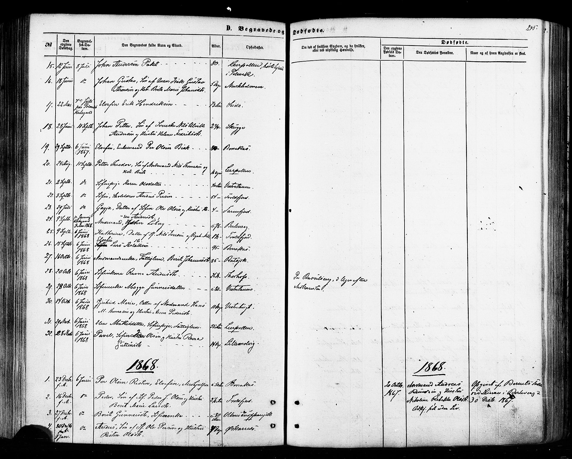 Tana sokneprestkontor, SATØ/S-1334/H/Ha/L0002kirke: Parish register (official) no. 2 /1, 1861-1877, p. 245