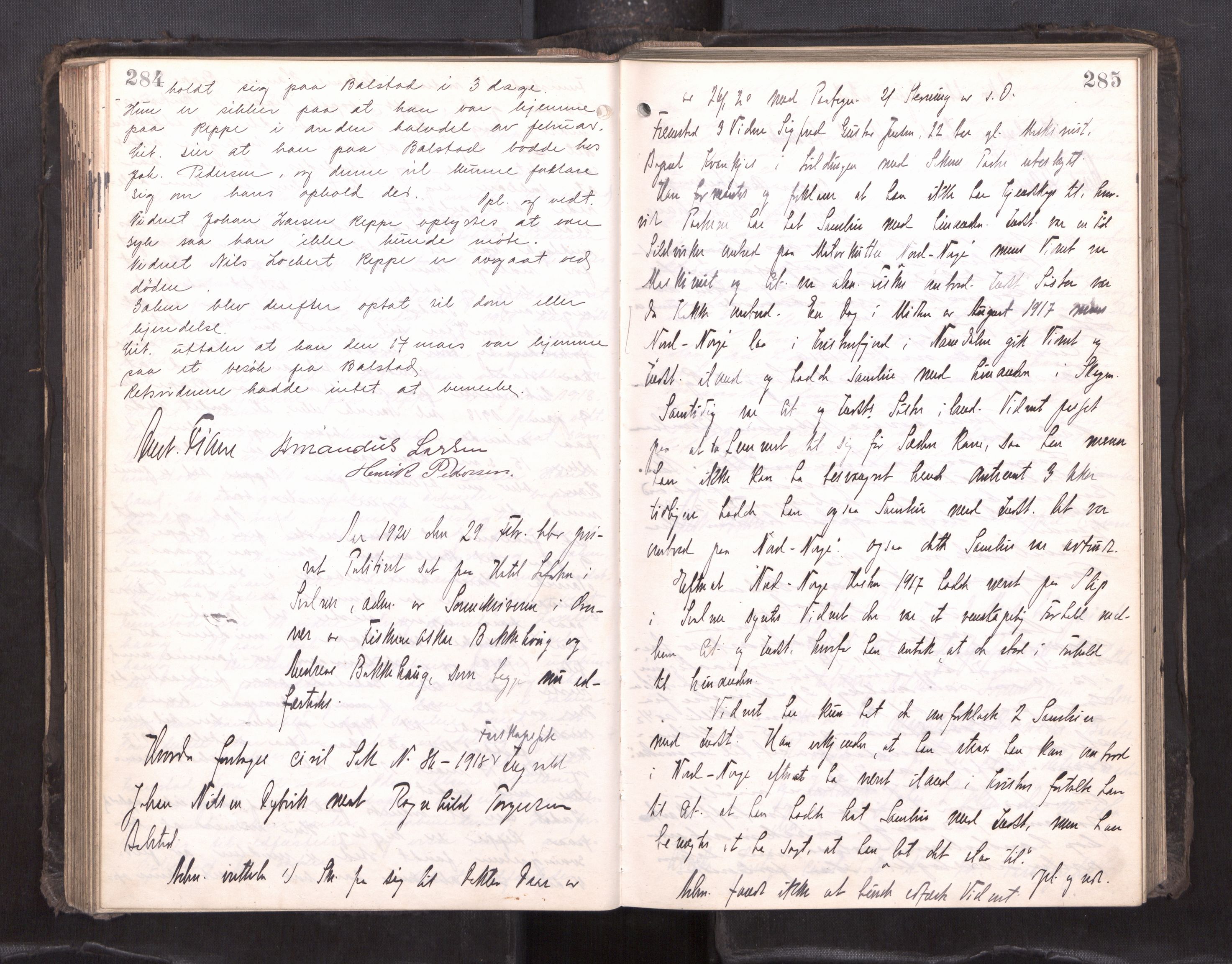Lofoten sorenskriveri, AV/SAT-A-0017/1/1/1B/L0018: Ekstrarettsprotokoll, 1917-1923, p. 284-285