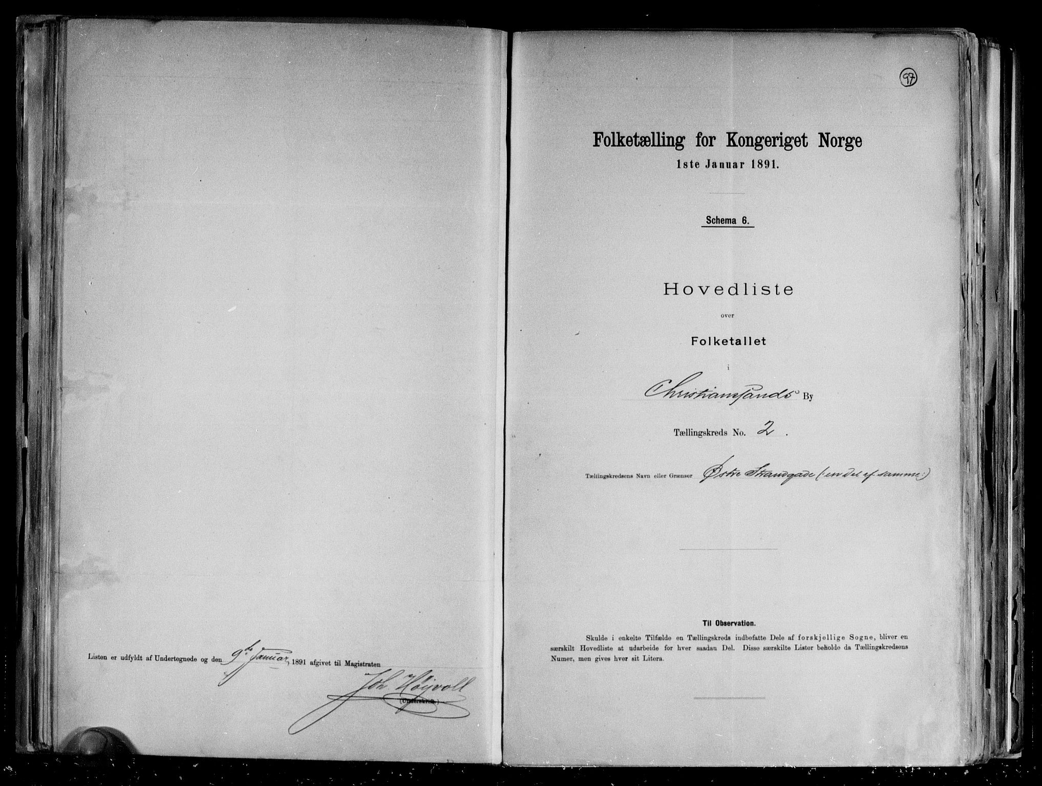 RA, 1891 census for 1001 Kristiansand, 1891, p. 7