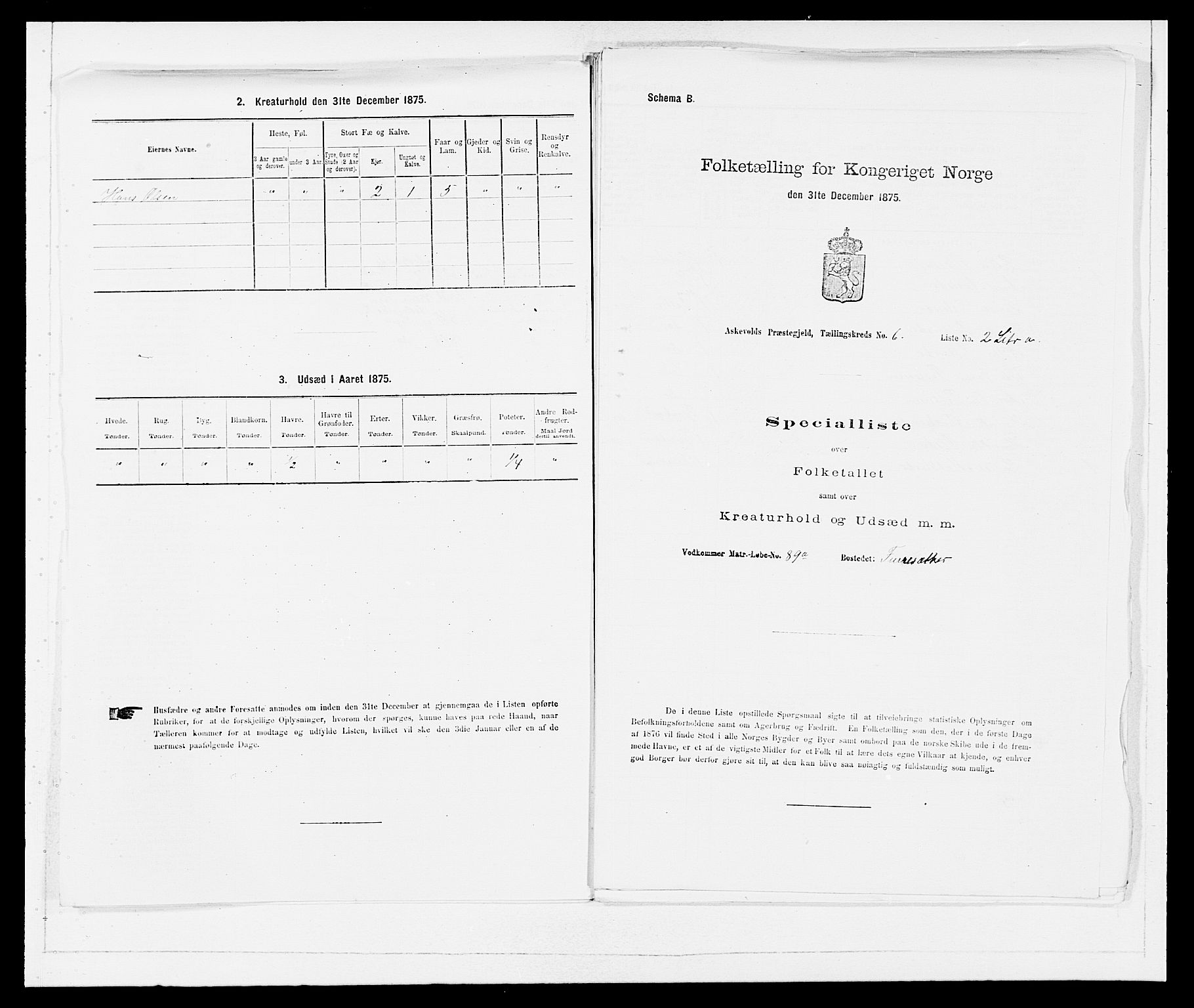 SAB, 1875 census for 1428P Askvoll, 1875, p. 463