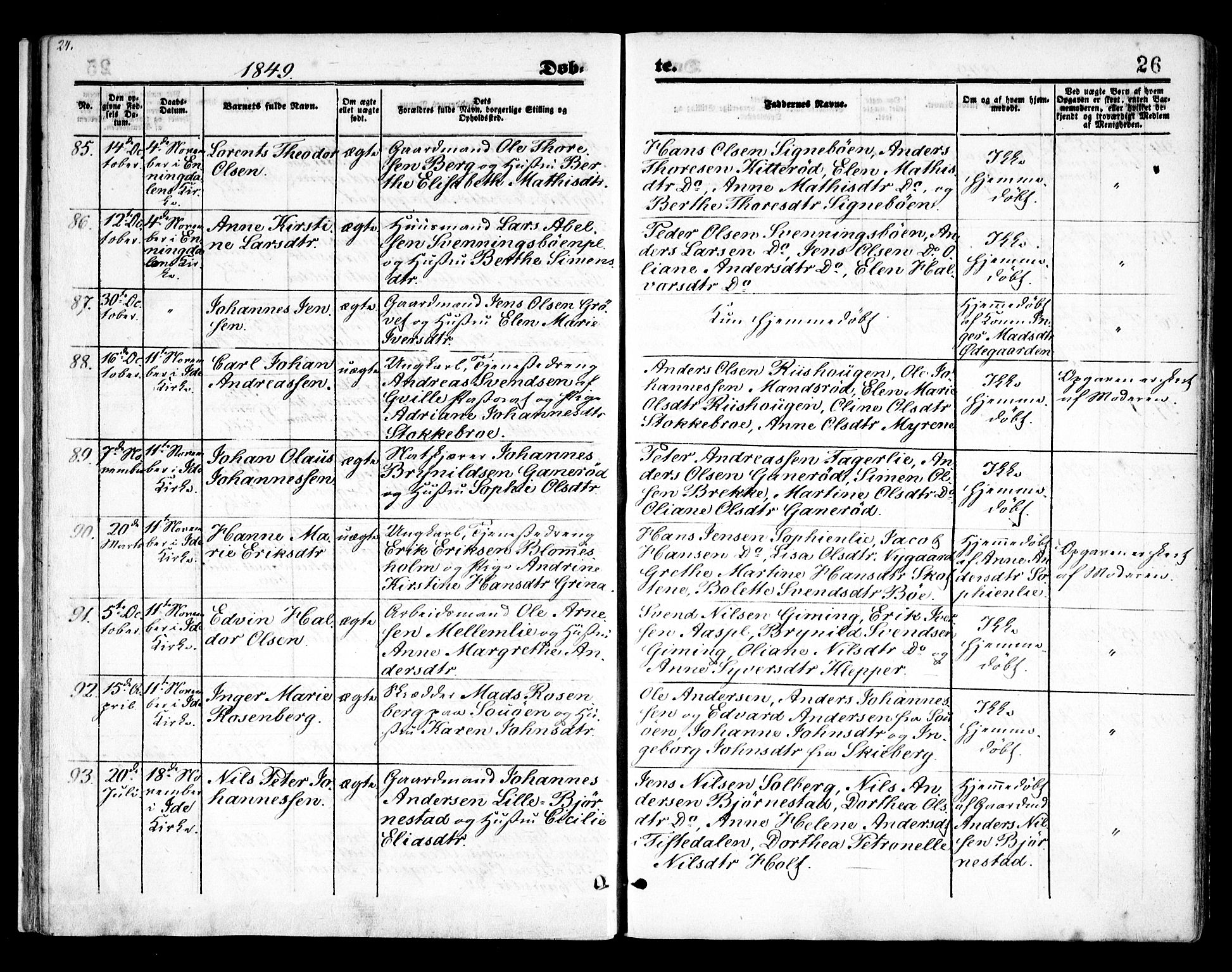 Idd prestekontor Kirkebøker, SAO/A-10911/F/Fc/L0004a: Parish register (official) no. III 4A, 1848-1860, p. 26