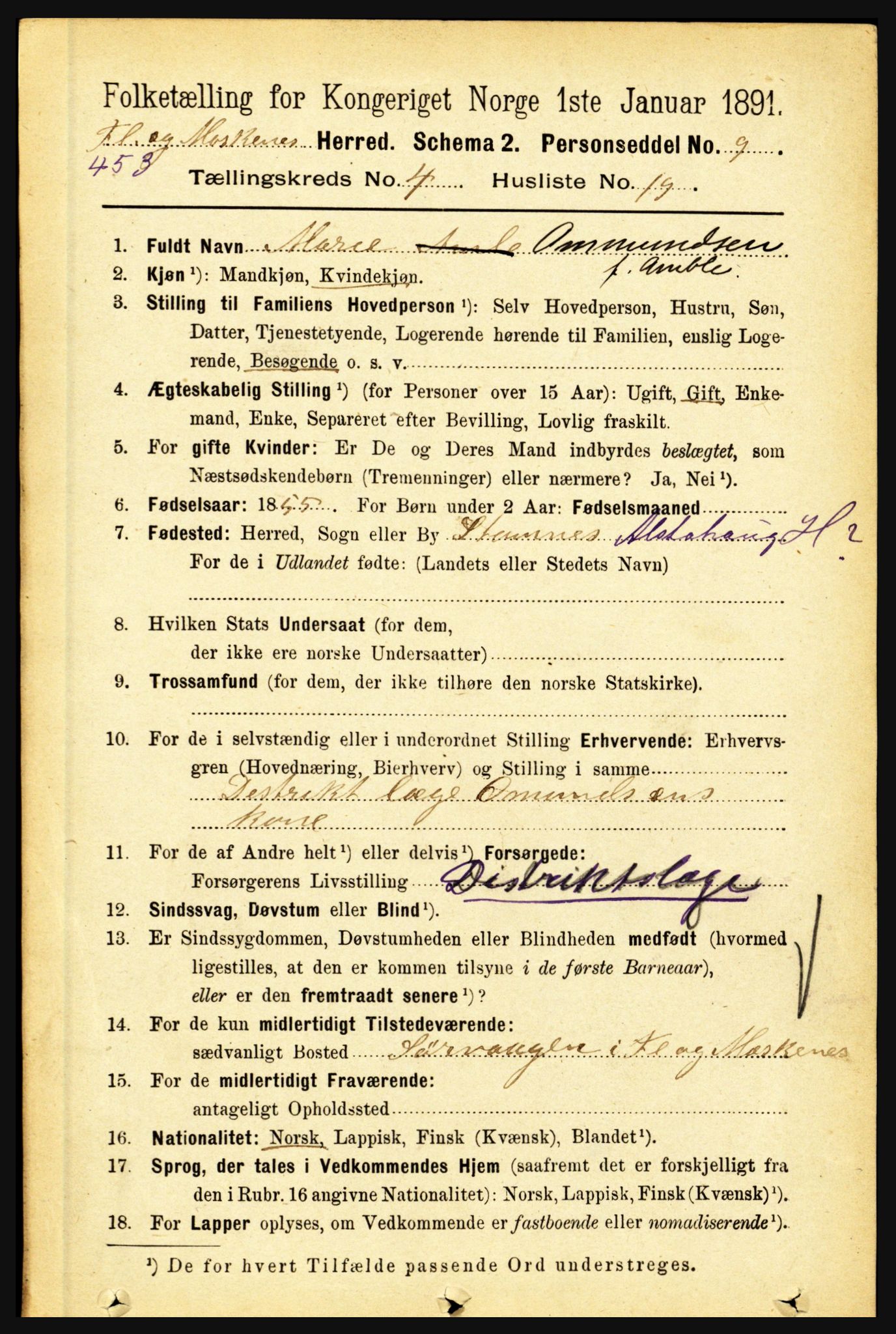 RA, 1891 census for 1859 Flakstad, 1891, p. 2021