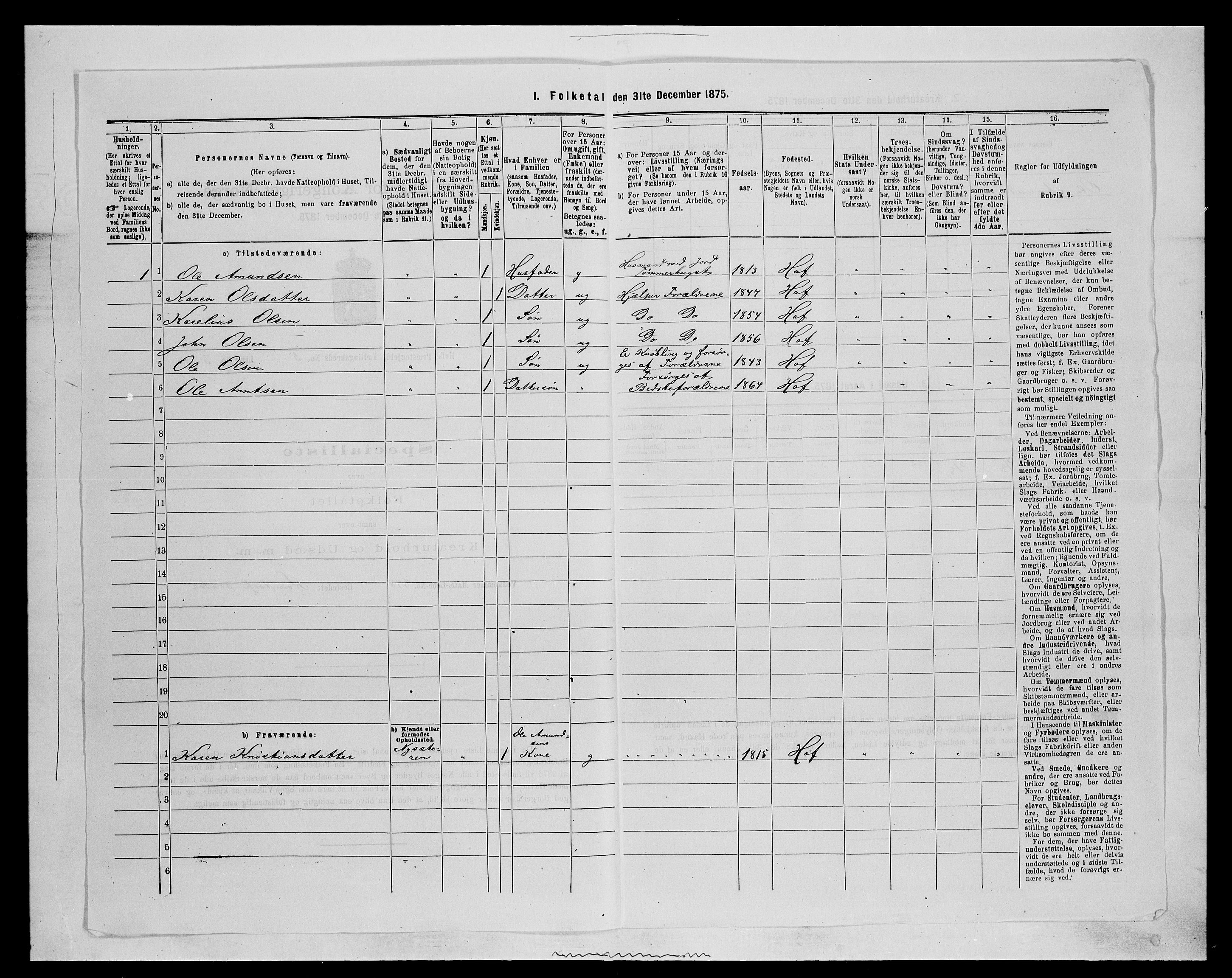 SAH, 1875 census for 0424P Hof, 1875, p. 950