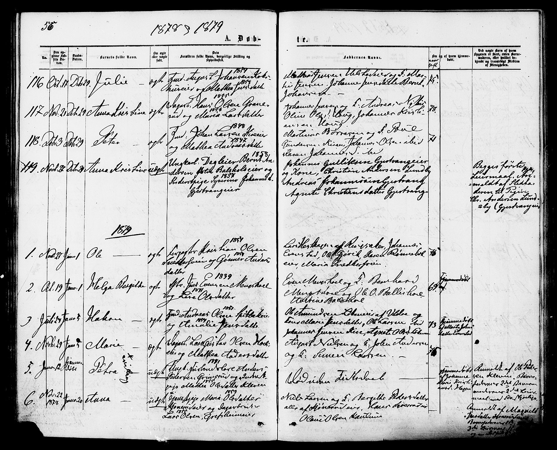 Nes prestekontor, Hedmark, SAH/PREST-020/K/Ka/L0005: Parish register (official) no. 5, 1872-1886, p. 56