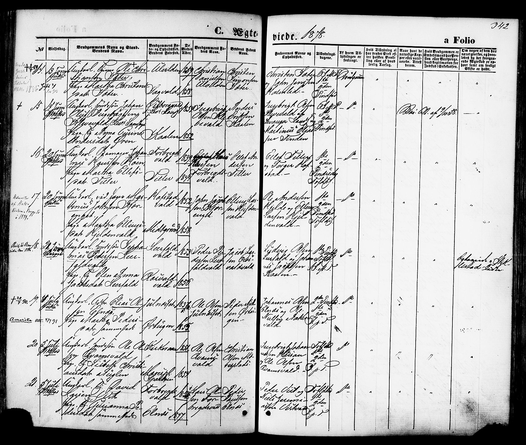 Ministerialprotokoller, klokkerbøker og fødselsregistre - Nord-Trøndelag, AV/SAT-A-1458/723/L0242: Parish register (official) no. 723A11, 1870-1880, p. 342