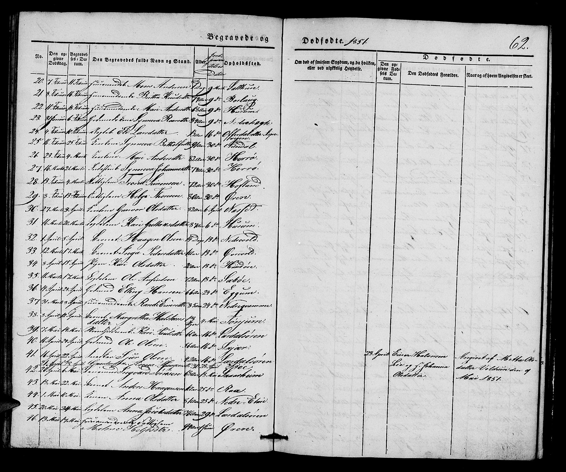 Lærdal sokneprestembete, SAB/A-81201: Parish register (official) no. A 9, 1835-1857, p. 62