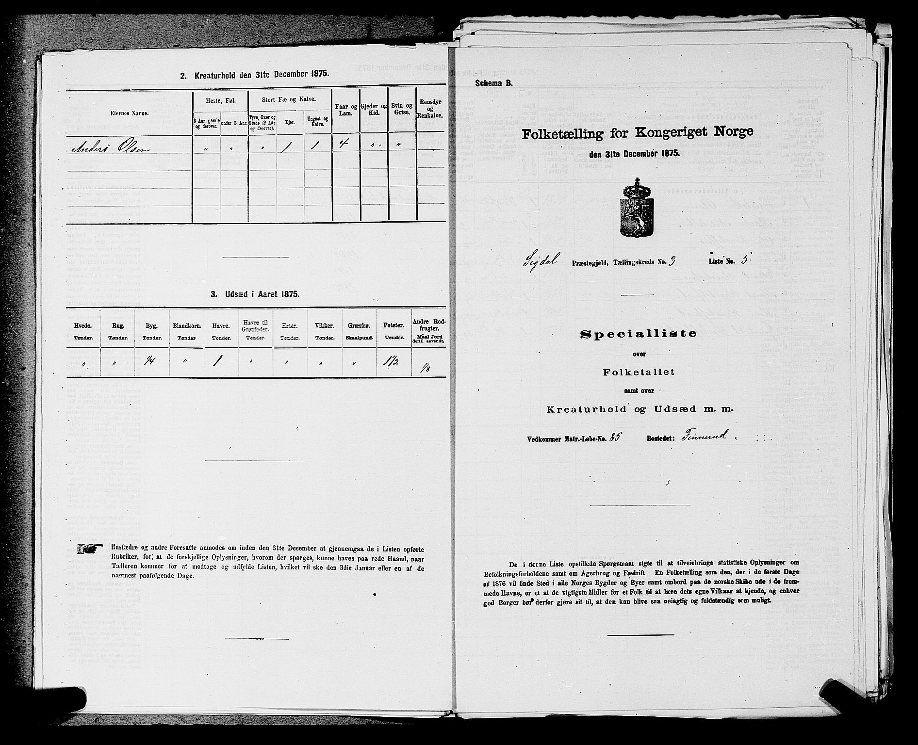 SAKO, 1875 census for 0621P Sigdal, 1875, p. 431