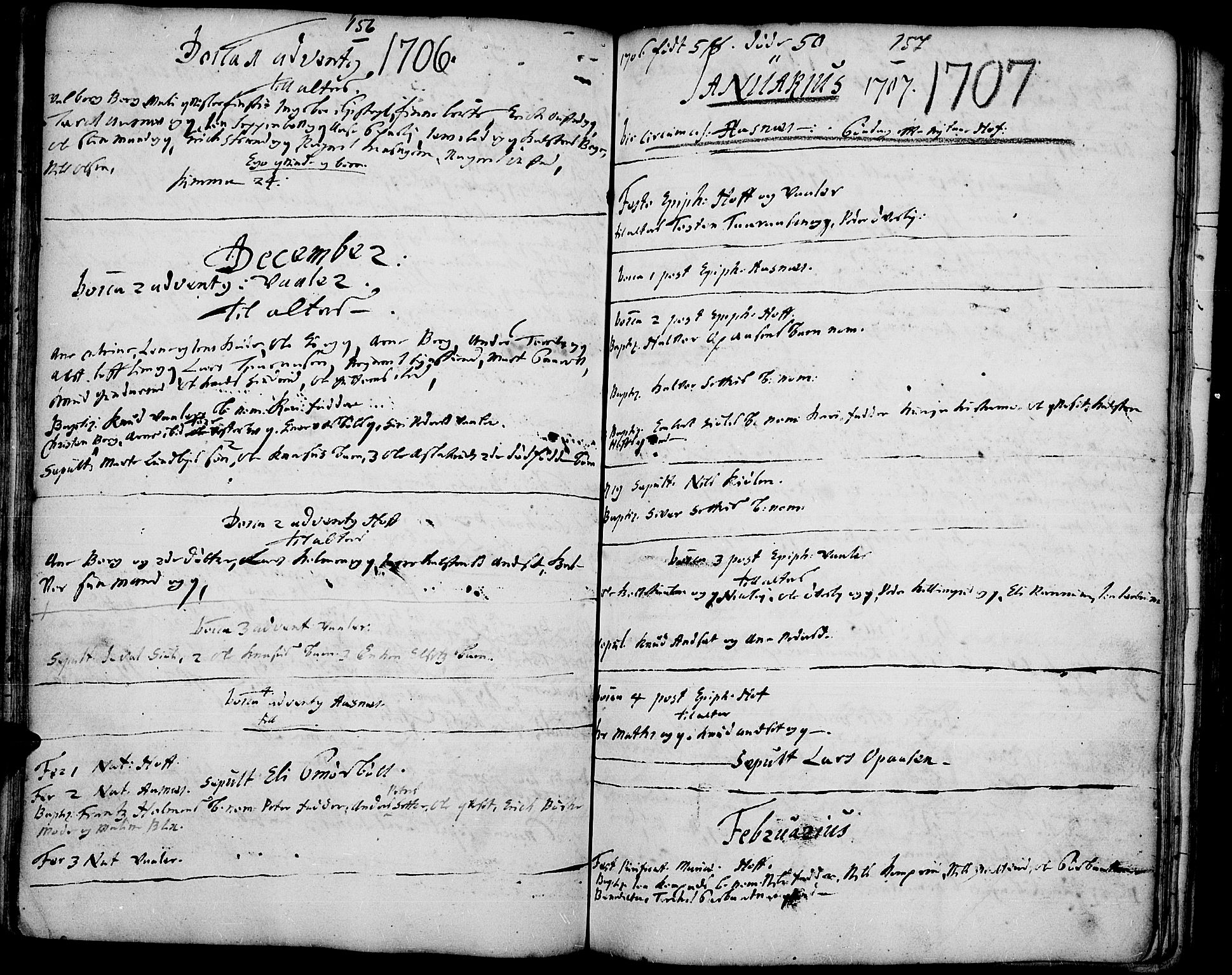 Hof prestekontor, SAH/PREST-038/H/Ha/Haa/L0001: Parish register (official) no. 1, 1701-1720, p. 156-157