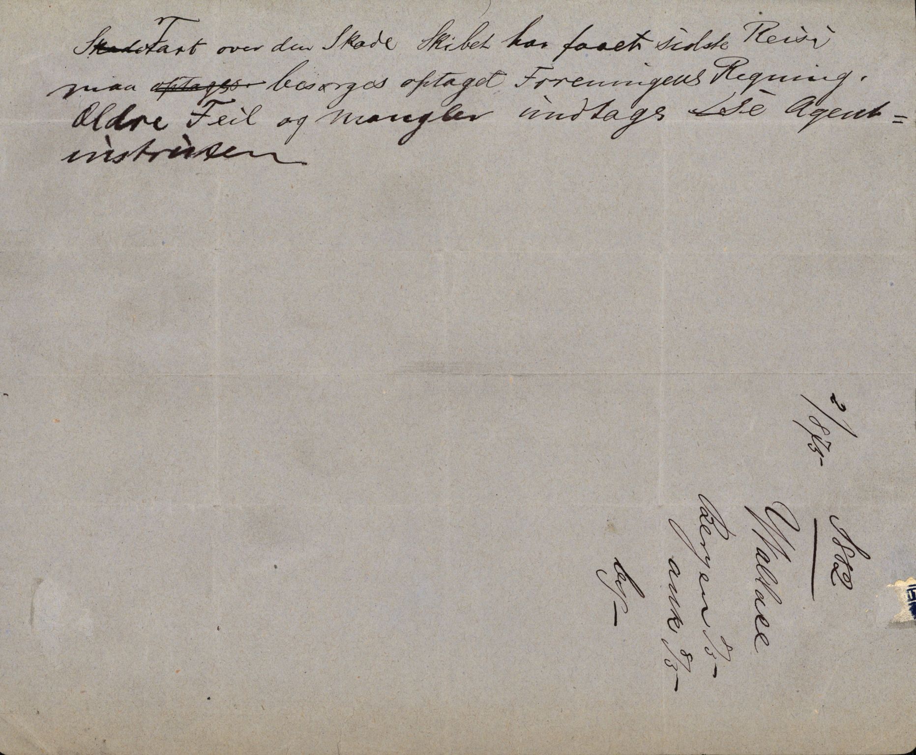 Pa 63 - Østlandske skibsassuranceforening, VEMU/A-1079/G/Ga/L0015/0003: Havaridokumenter / Egerøen, 1882