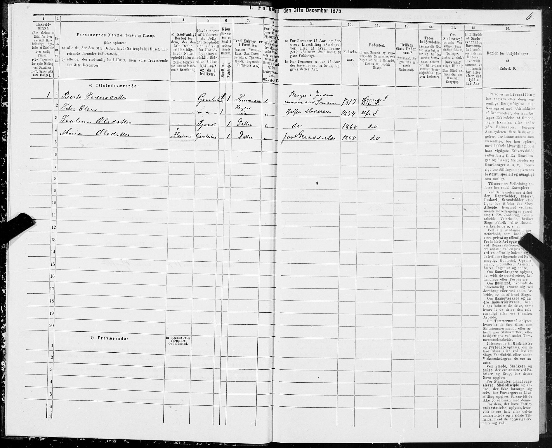 SAT, 1875 census for 1516P Ulstein, 1875, p. 1006