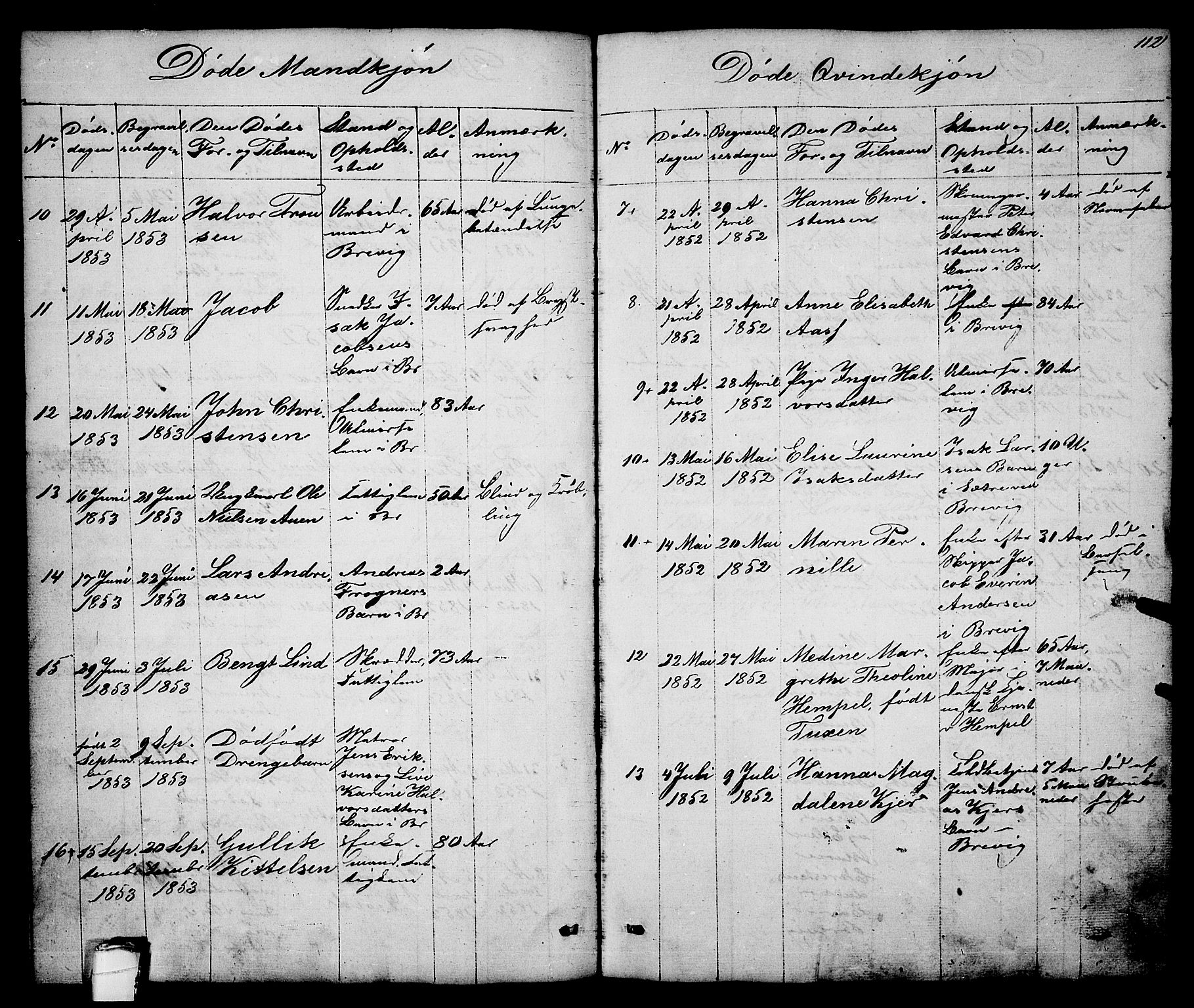 Brevik kirkebøker, AV/SAKO-A-255/G/Ga/L0002: Parish register (copy) no. 2, 1846-1865, p. 112