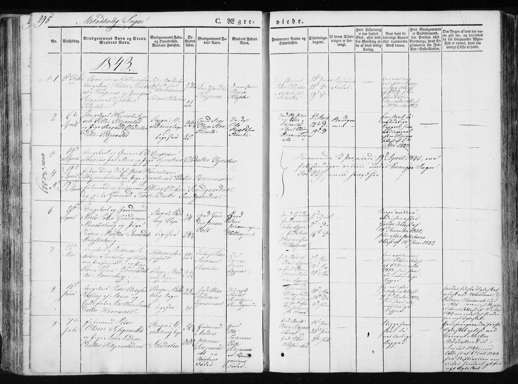 Ministerialprotokoller, klokkerbøker og fødselsregistre - Nord-Trøndelag, SAT/A-1458/717/L0154: Parish register (official) no. 717A06 /1, 1836-1849, p. 295