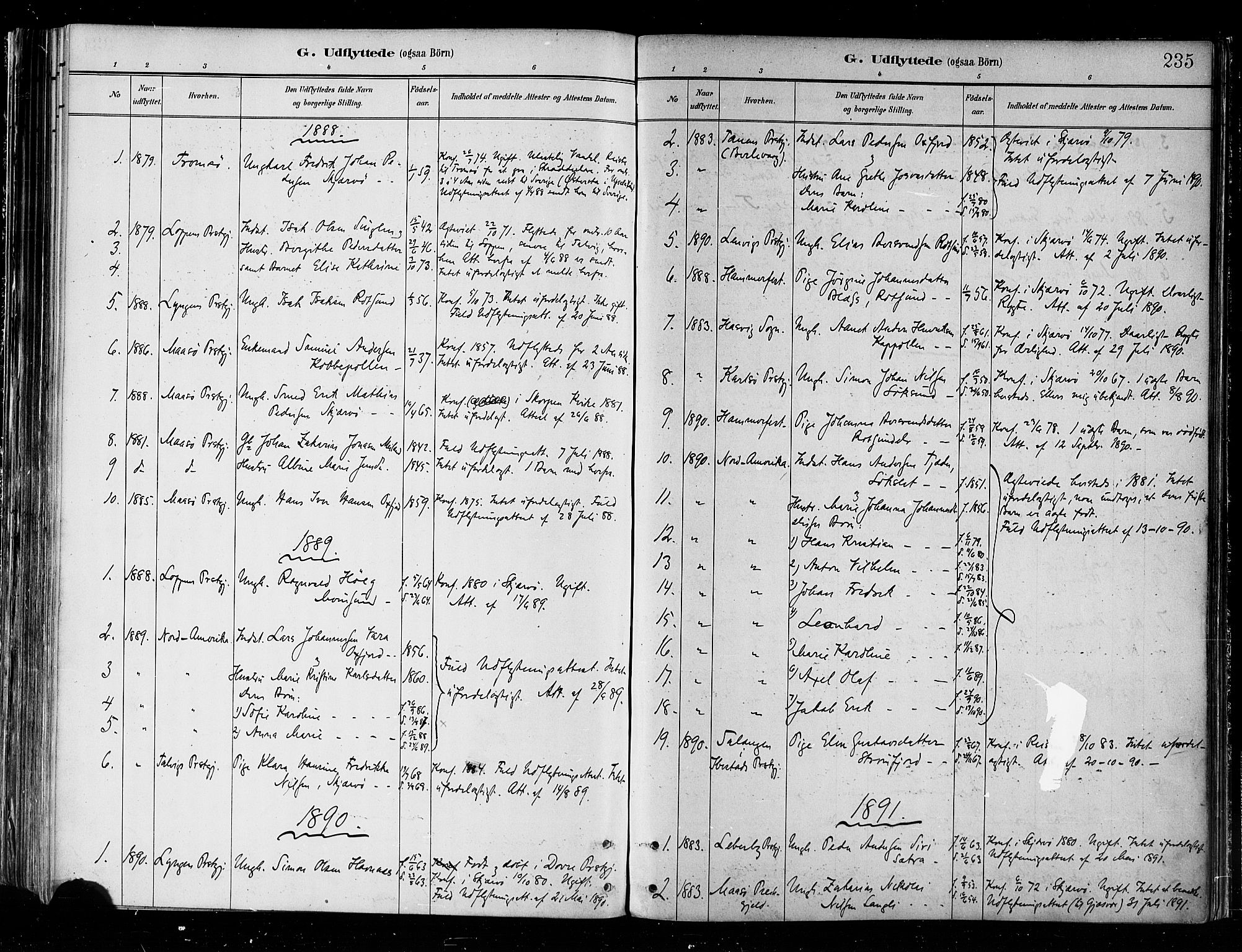 Skjervøy sokneprestkontor, AV/SATØ-S-1300/H/Ha/Haa/L0010kirke: Parish register (official) no. 10, 1887-1898, p. 235
