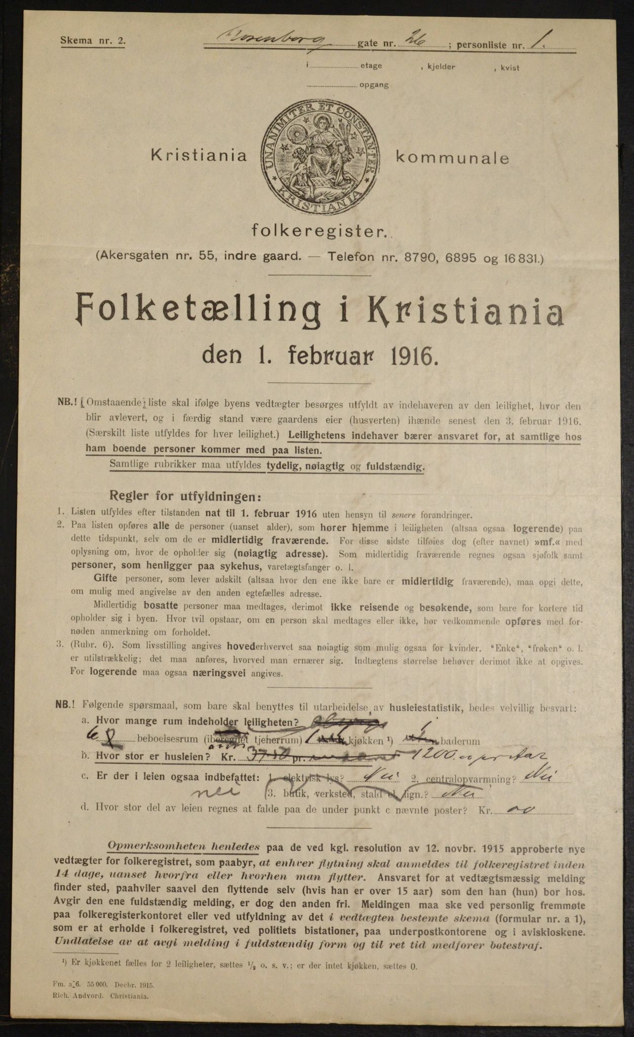 OBA, Municipal Census 1916 for Kristiania, 1916, p. 85830