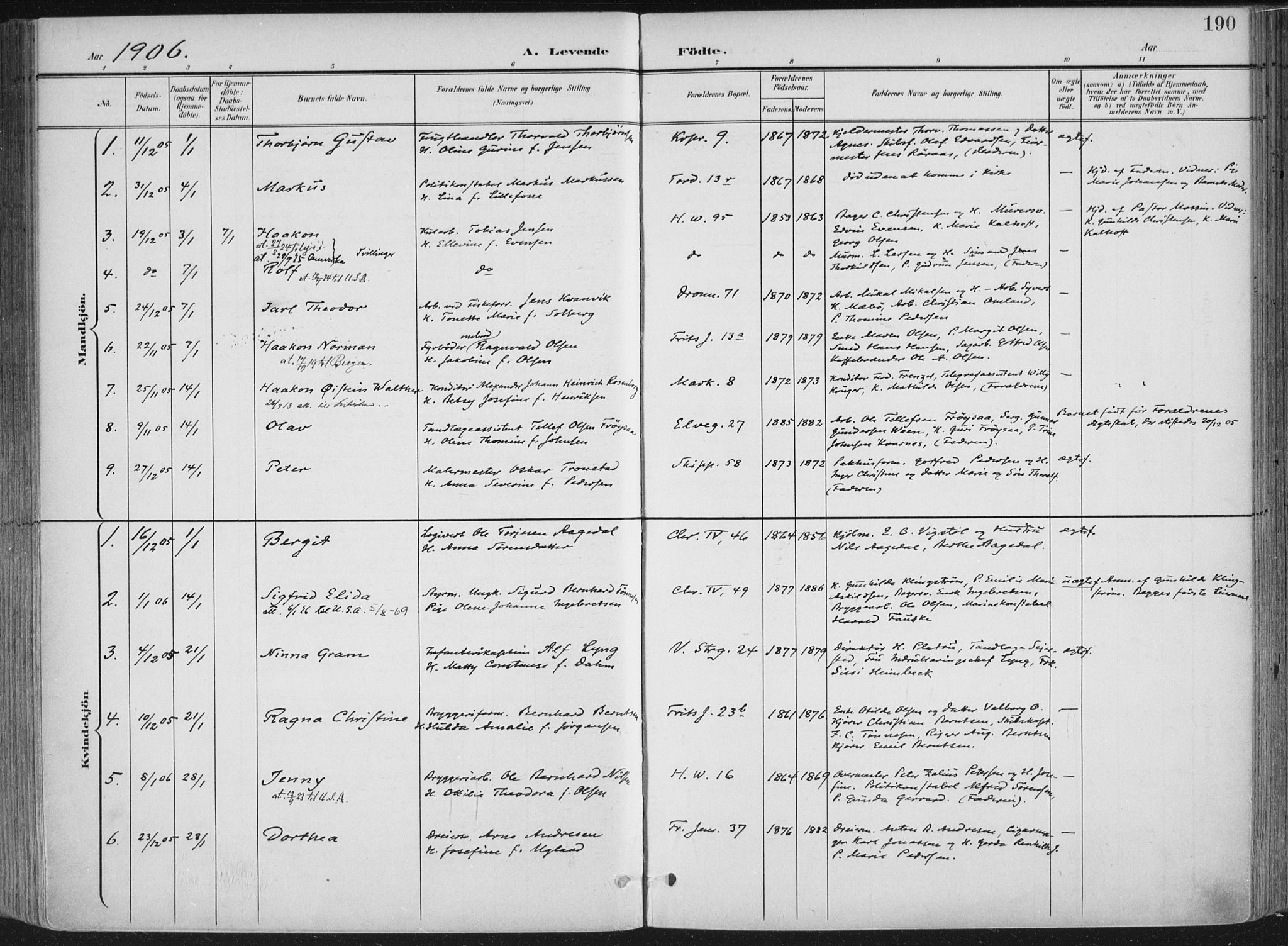 Kristiansand domprosti, AV/SAK-1112-0006/F/Fa/L0021: Parish register (official) no. A 20, 1898-1908, p. 190