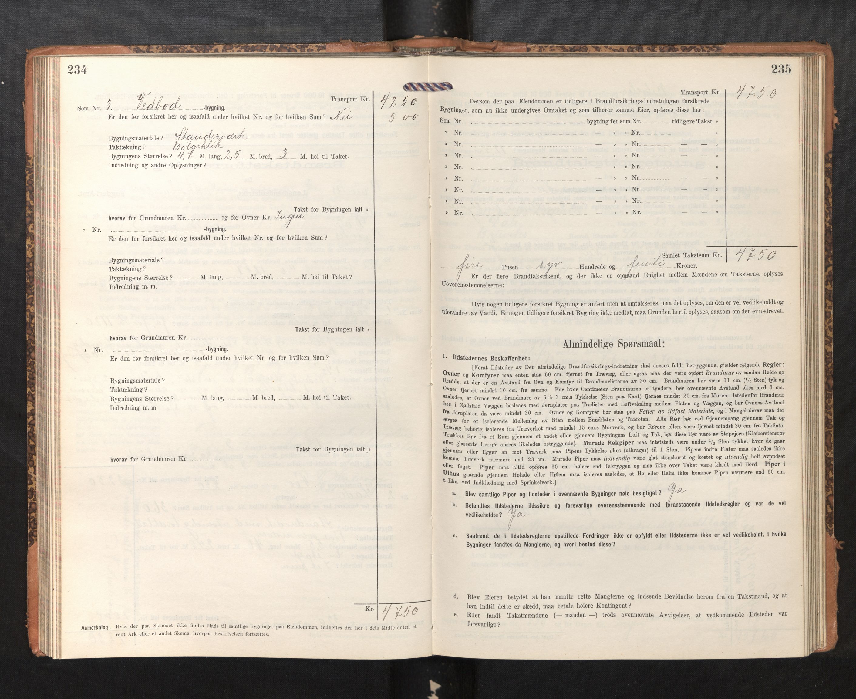 Lensmannen i Bruvik, AV/SAB-A-31301/0012/L0008: Branntakstprotokoll, skjematakst, 1914-1919, p. 234-235