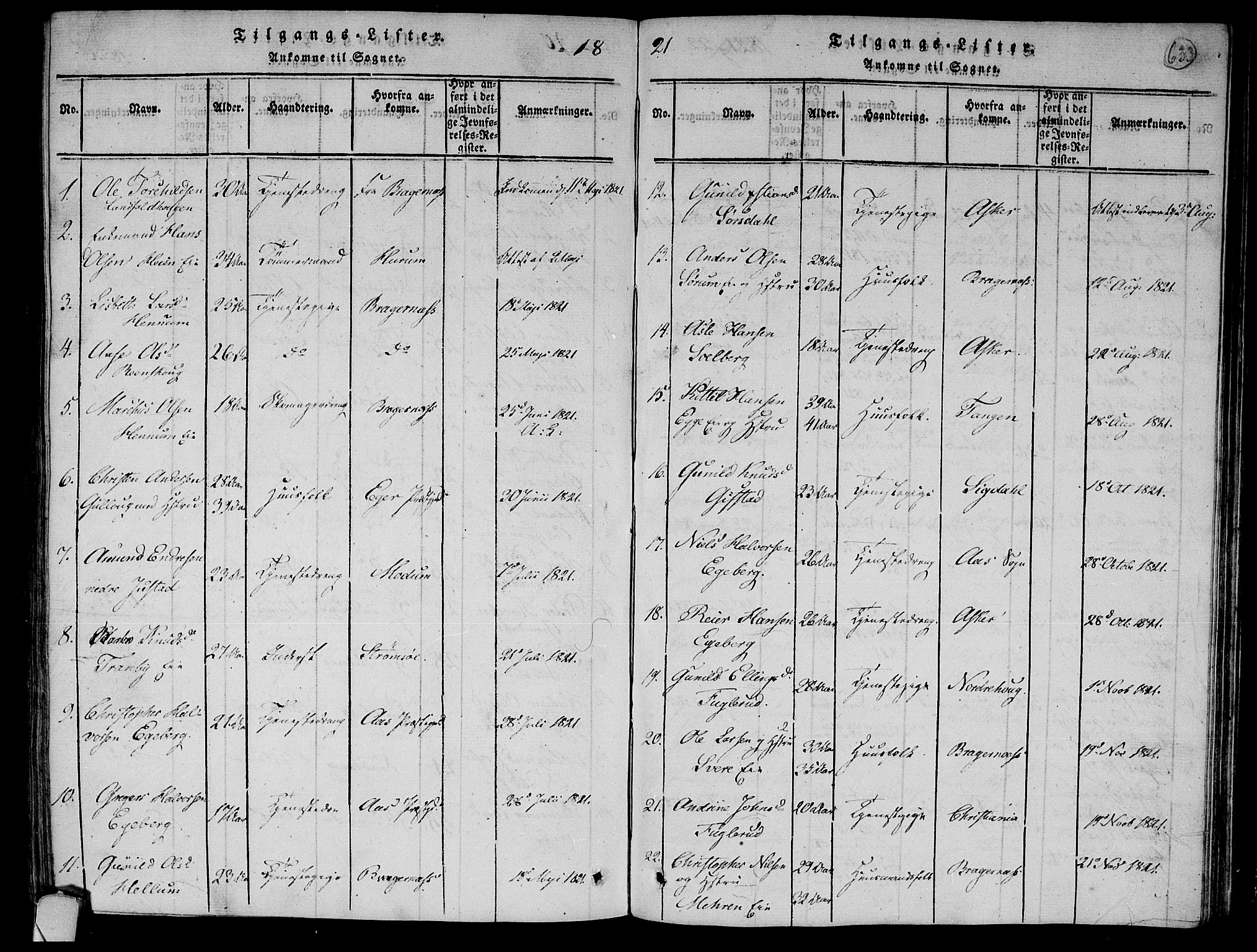 Lier kirkebøker, SAKO/A-230/F/Fa/L0008: Parish register (official) no. I 8, 1813-1825, p. 632-633