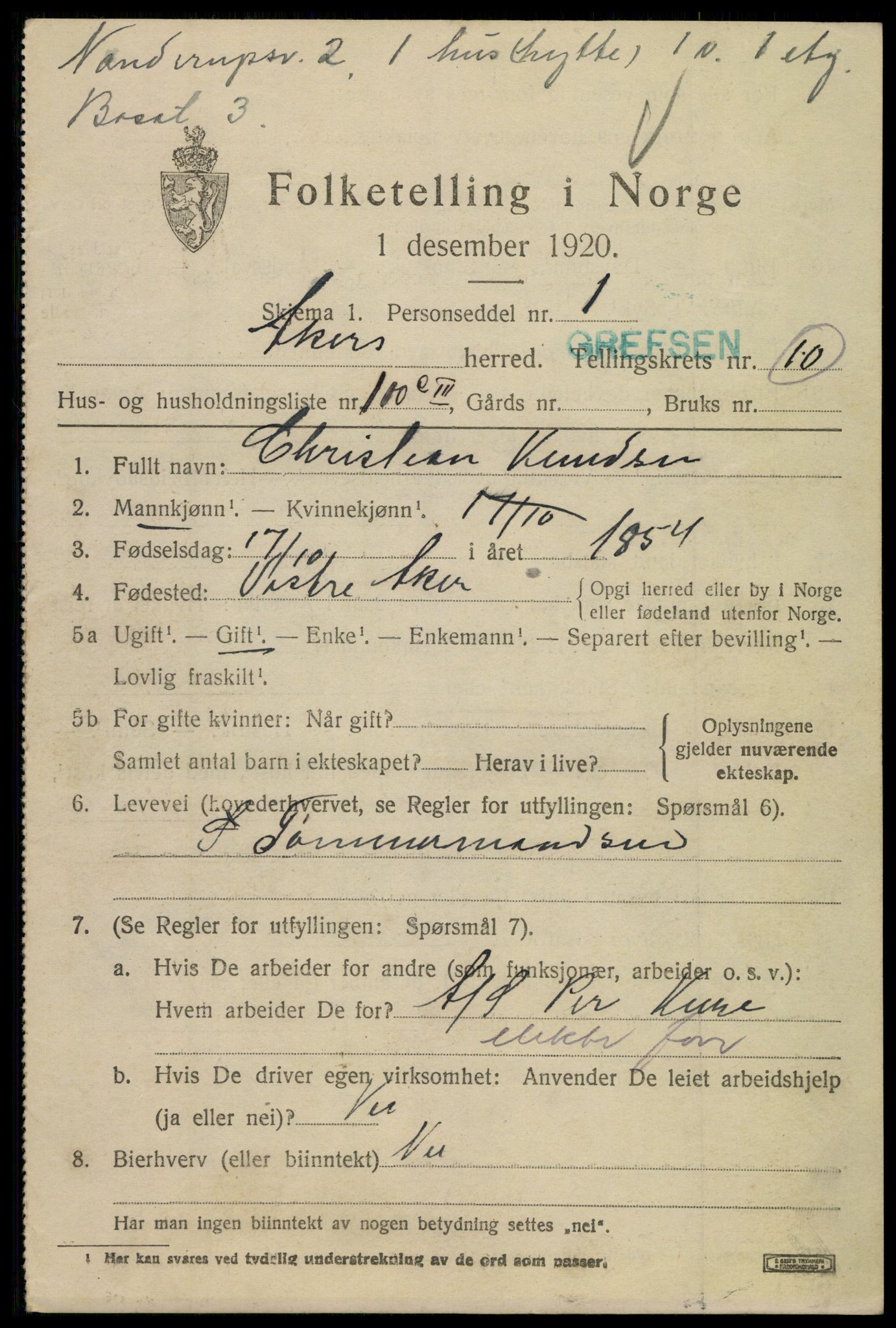 SAO, 1920 census for Aker, 1920, p. 62326