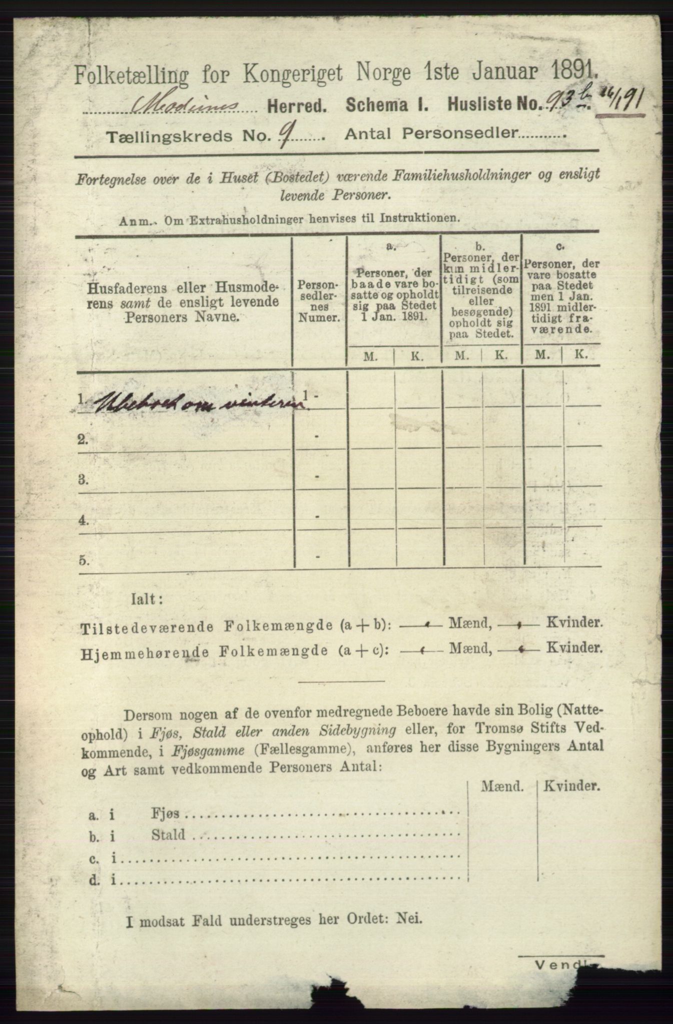 RA, 1891 census for 0623 Modum, 1891, p. 3452