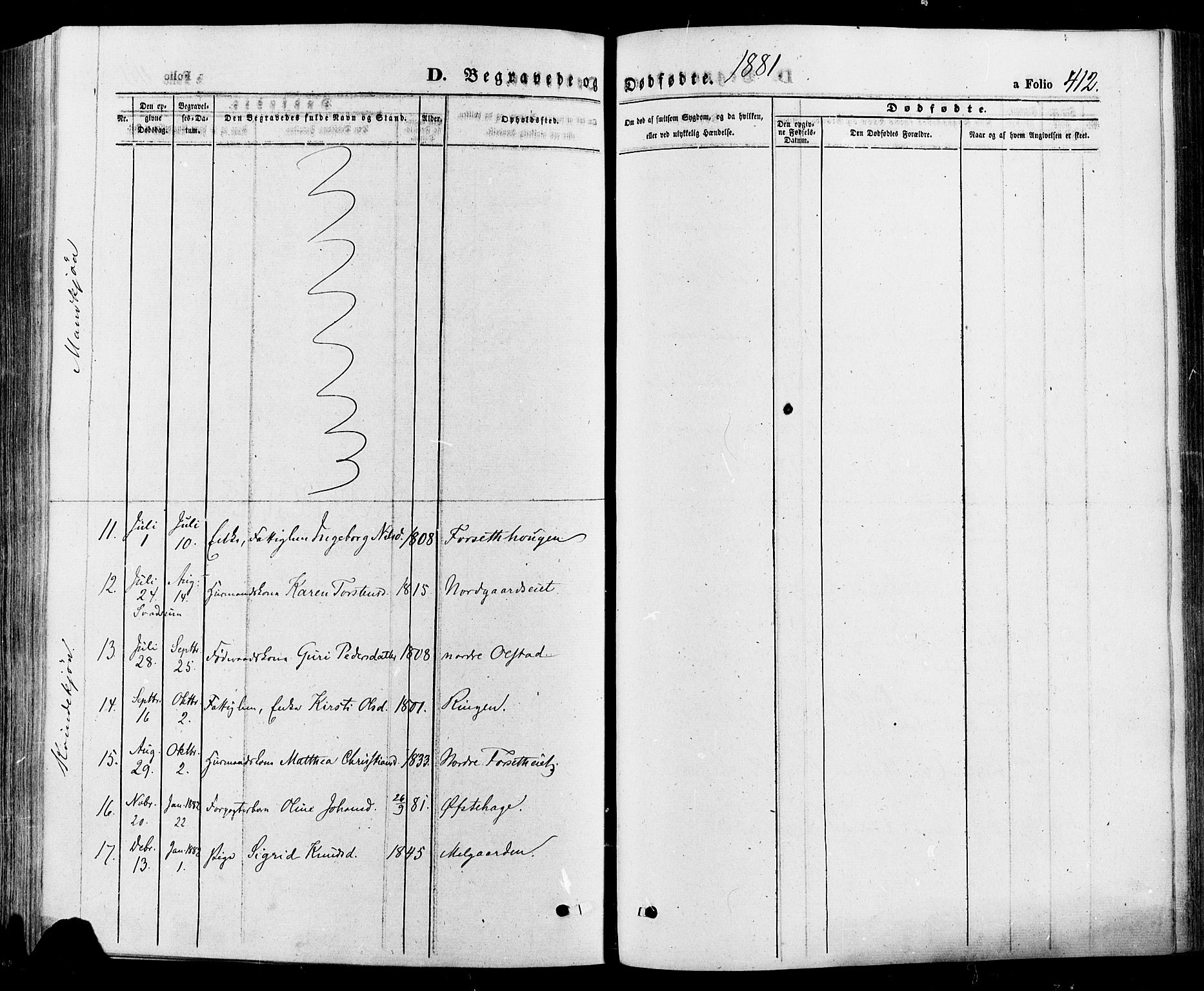 Gausdal prestekontor, SAH/PREST-090/H/Ha/Haa/L0010: Parish register (official) no. 10, 1867-1886, p. 412