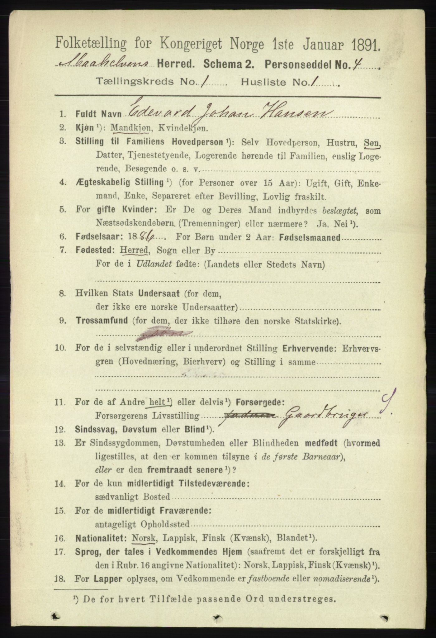 RA, 1891 census for 1924 Målselv, 1891, p. 71