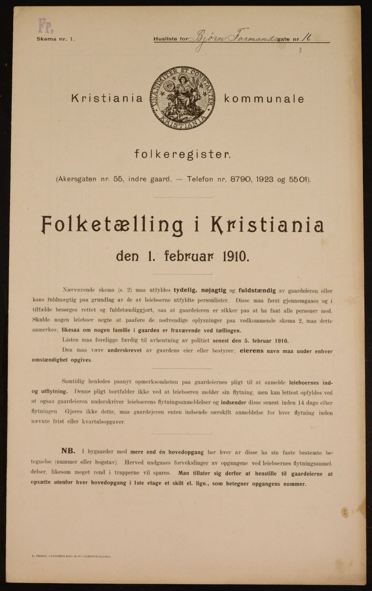 OBA, Municipal Census 1910 for Kristiania, 1910, p. 6496