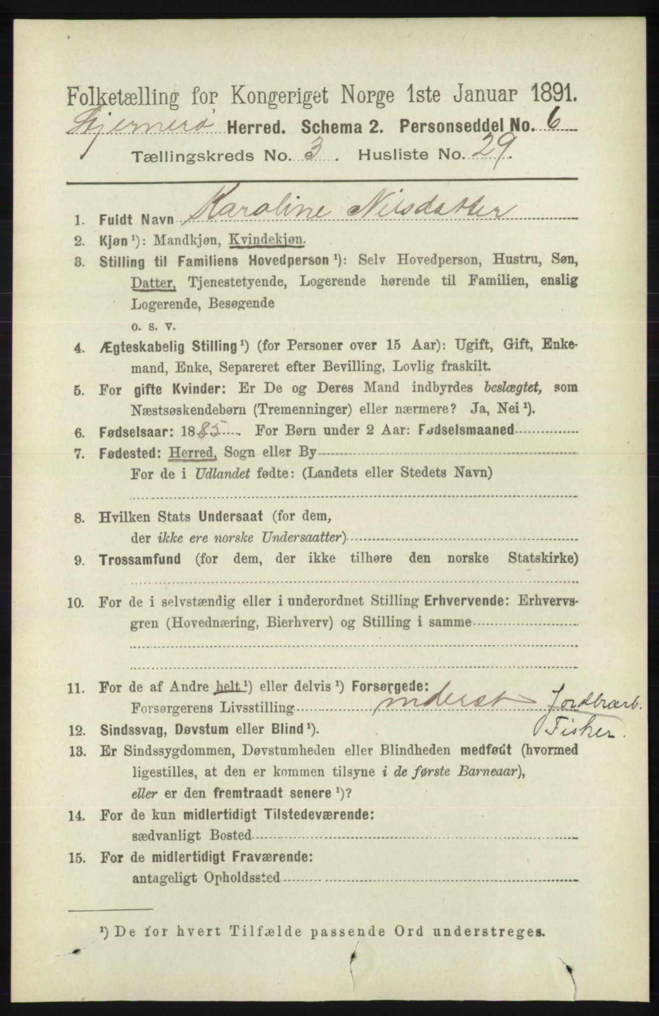 RA, 1891 census for 1140 Sjernarøy, 1891, p. 538