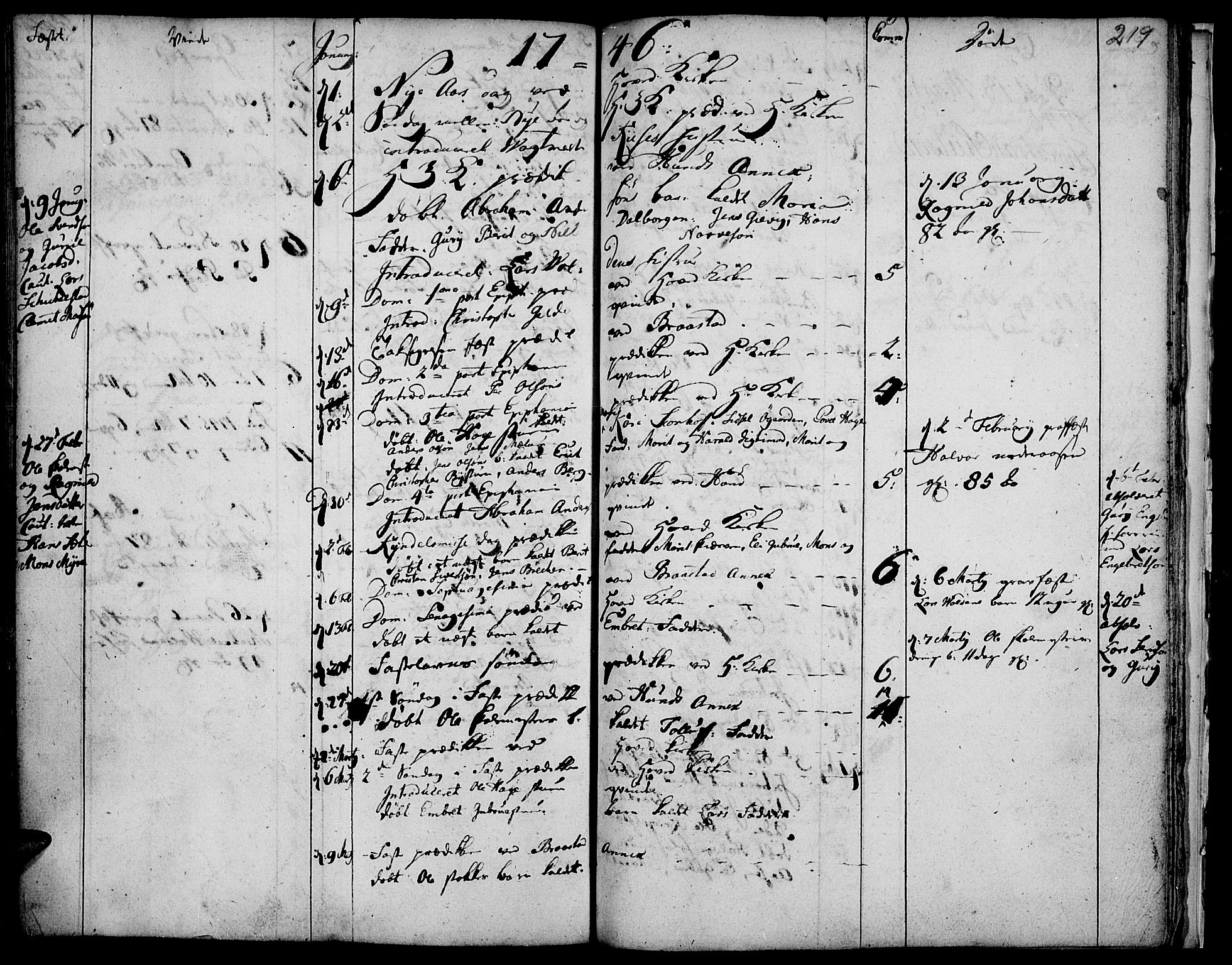 Vardal prestekontor, SAH/PREST-100/H/Ha/Haa/L0001: Parish register (official) no. 1, 1706-1748, p. 219