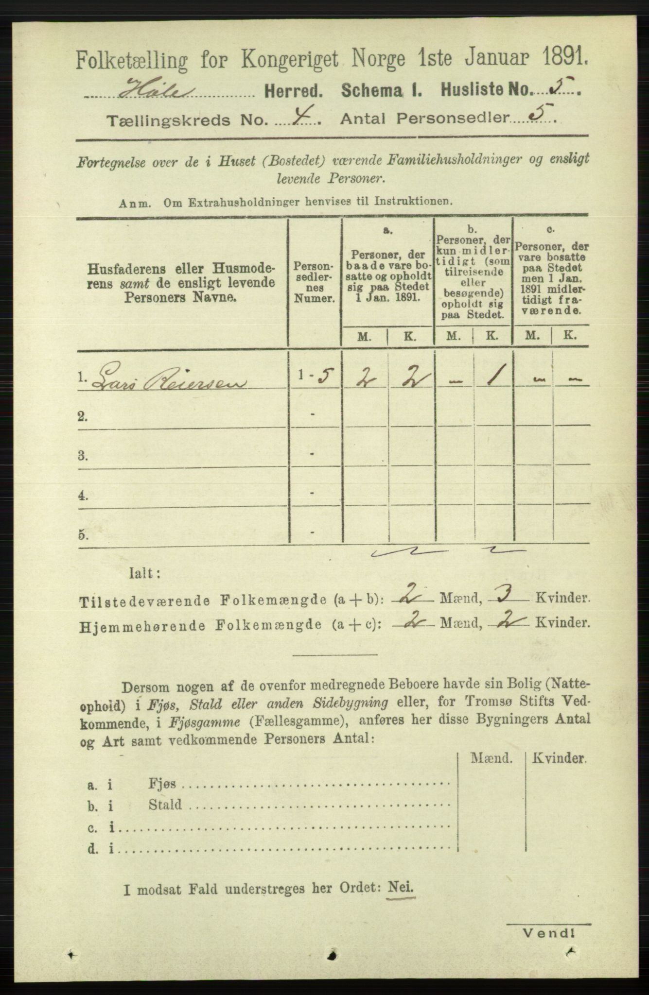 RA, 1891 census for 1128 Høle, 1891, p. 820