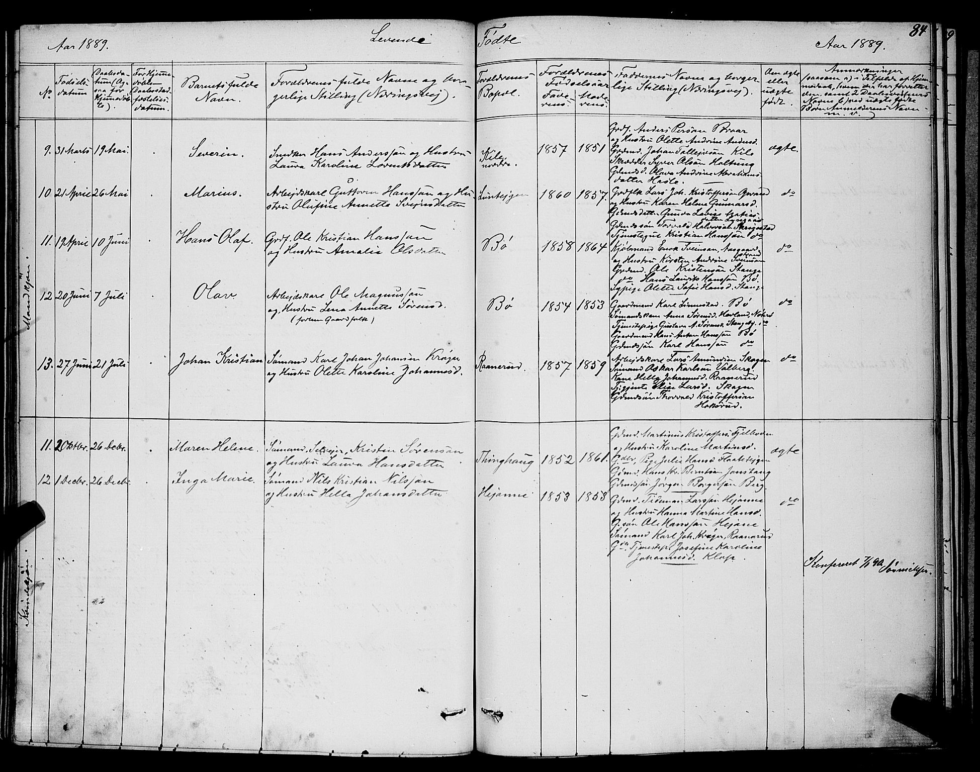 Ramnes kirkebøker, AV/SAKO-A-314/G/Ga/L0003: Parish register (copy) no. I 3, 1870-1896, p. 84