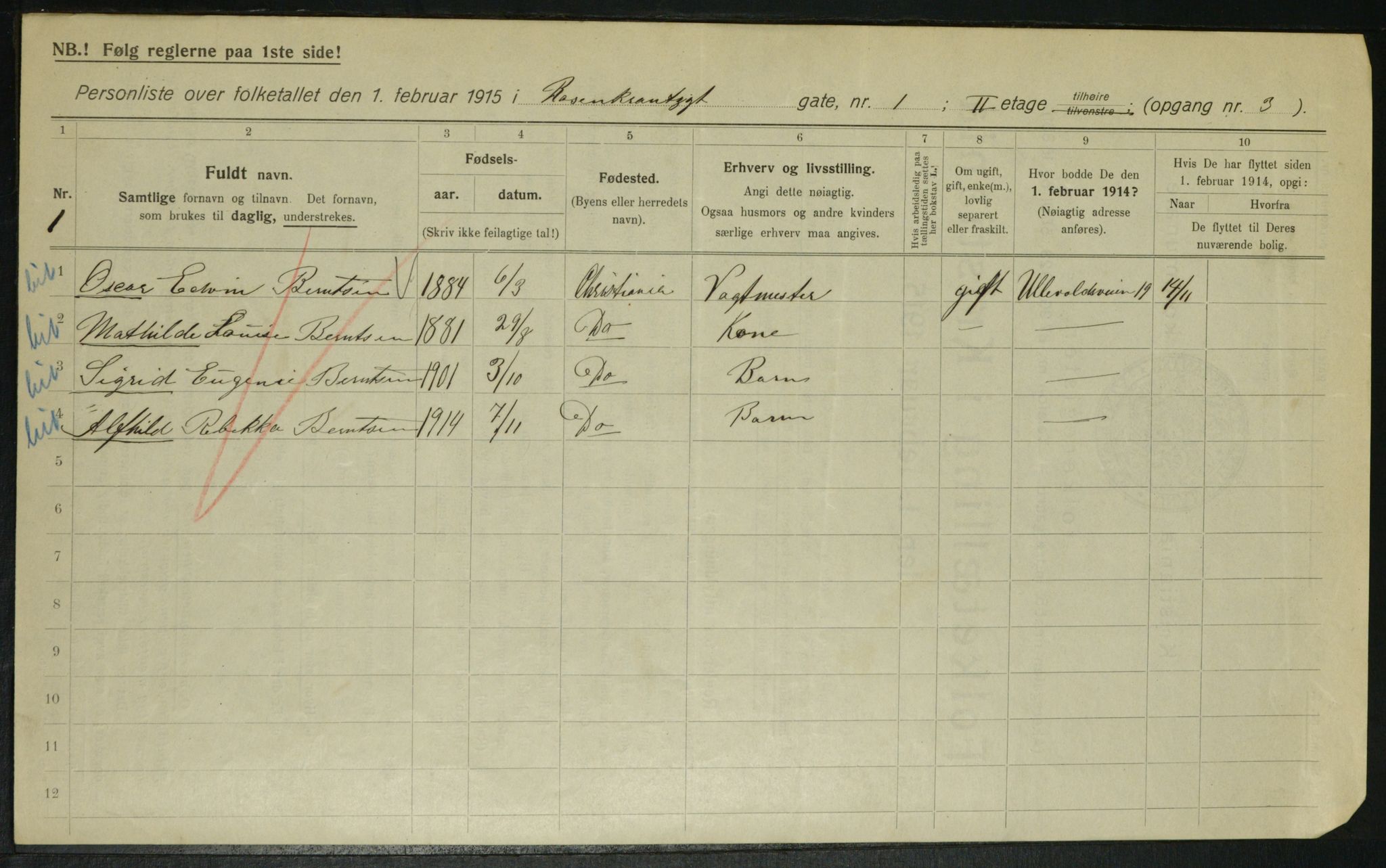 OBA, Municipal Census 1915 for Kristiania, 1915, p. 83505