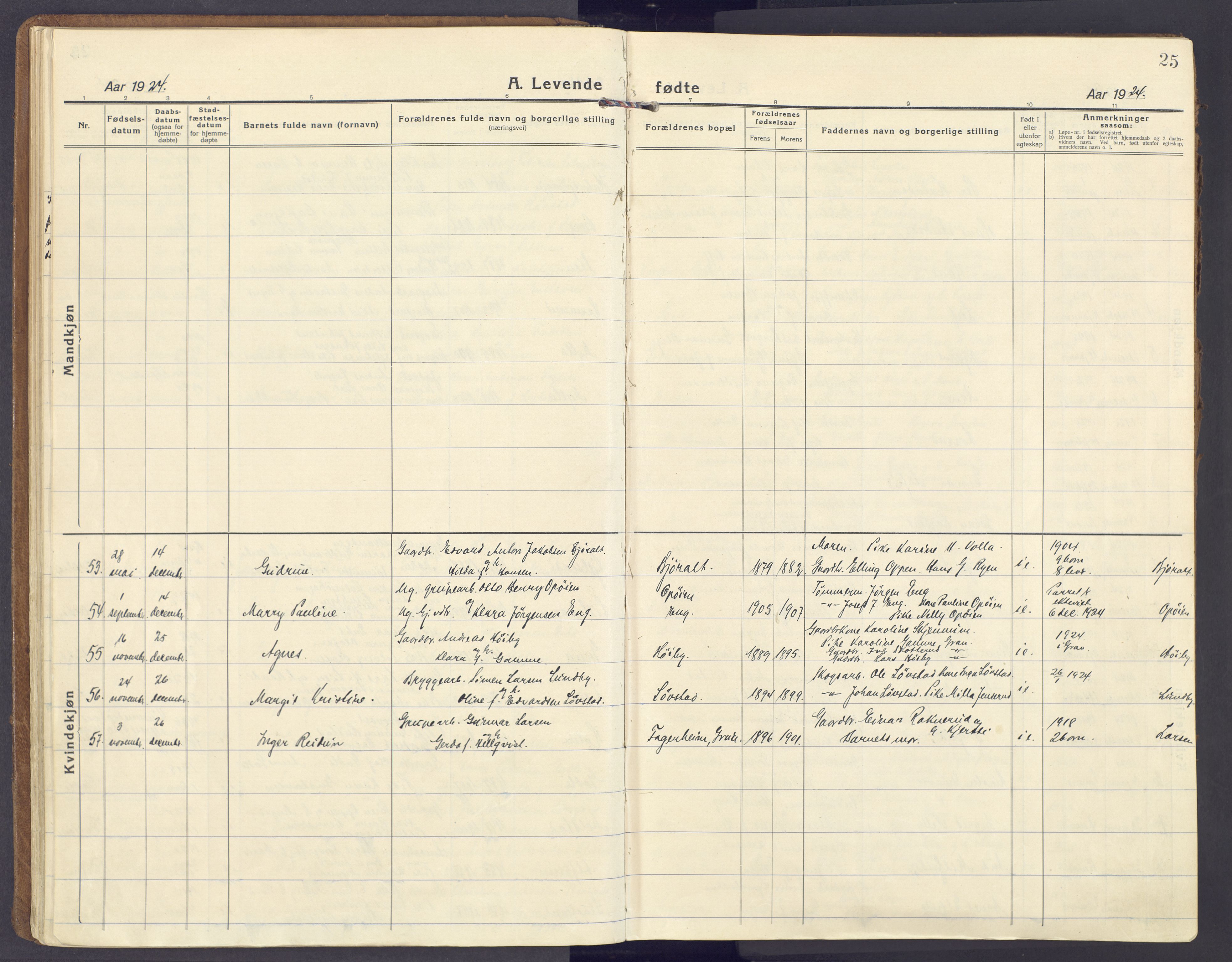 Lunner prestekontor, SAH/PREST-118/H/Ha/Haa/L0002: Parish register (official) no. 2, 1922-1931, p. 25