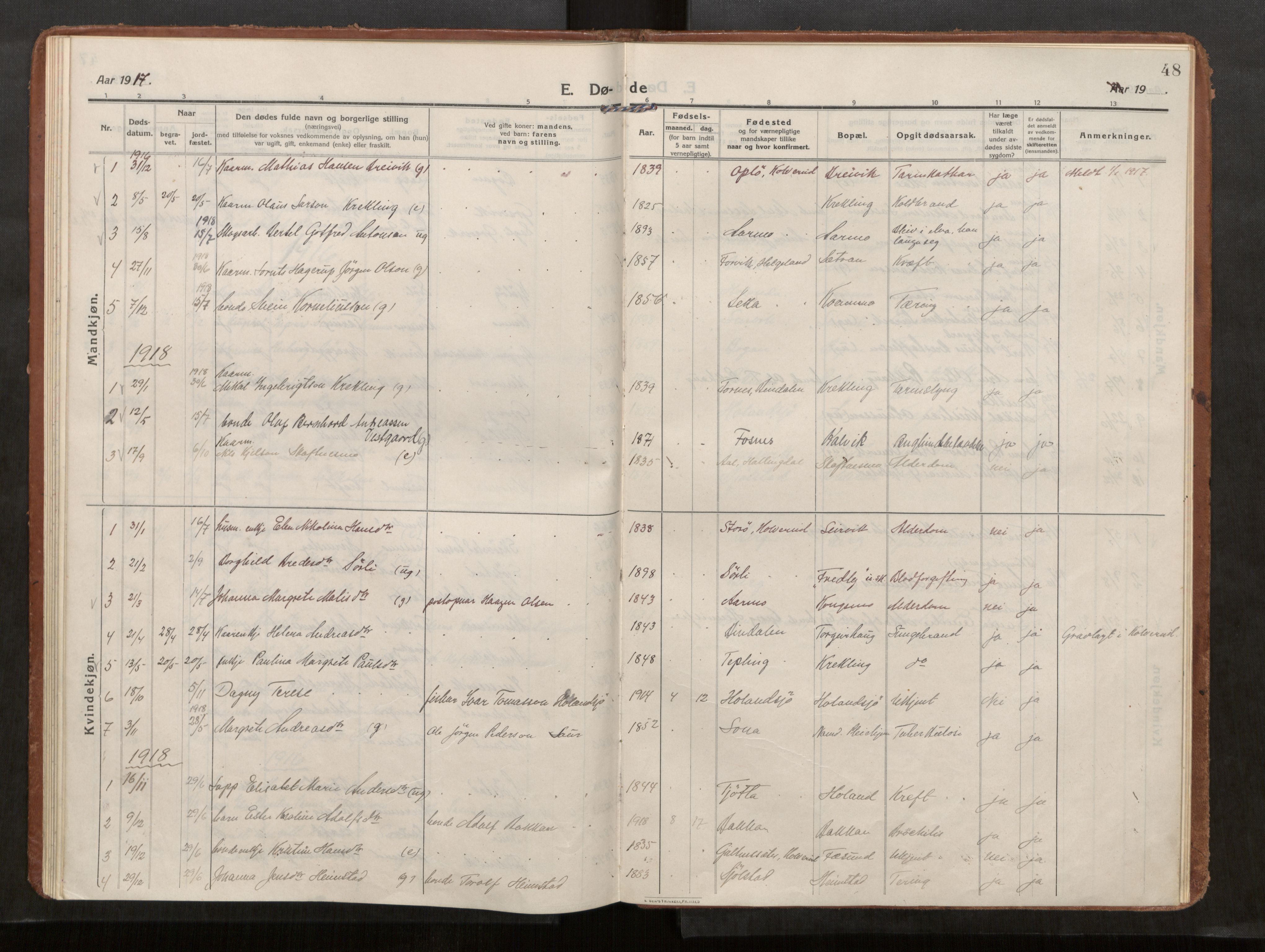 Kolvereid sokneprestkontor, SAT/A-1171/H/Ha/Haa/L0002: Parish register (official) no. 2, 1914-1926, p. 48