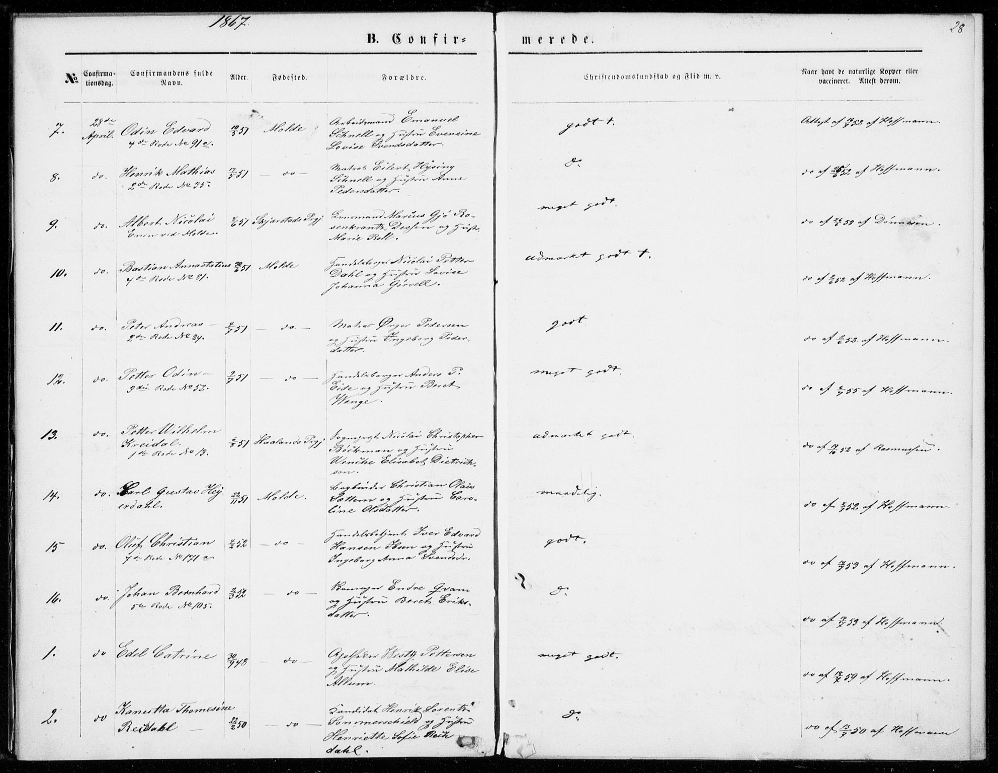 Ministerialprotokoller, klokkerbøker og fødselsregistre - Møre og Romsdal, AV/SAT-A-1454/558/L0690: Parish register (official) no. 558A04, 1864-1872, p. 28