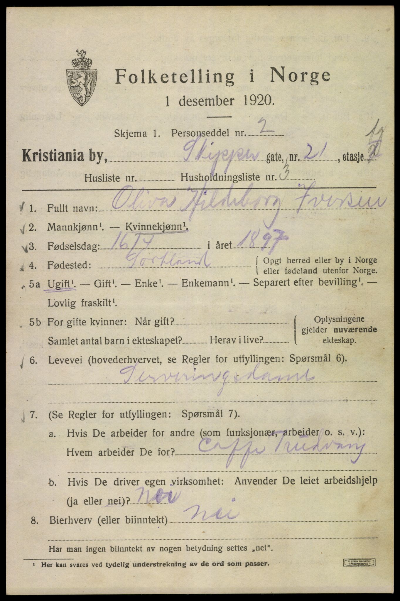 SAO, 1920 census for Kristiania, 1920, p. 512439