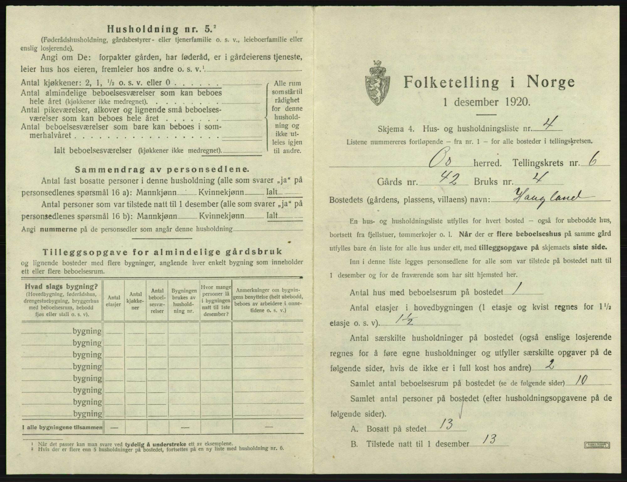 SAB, 1920 census for Os, 1920, p. 567