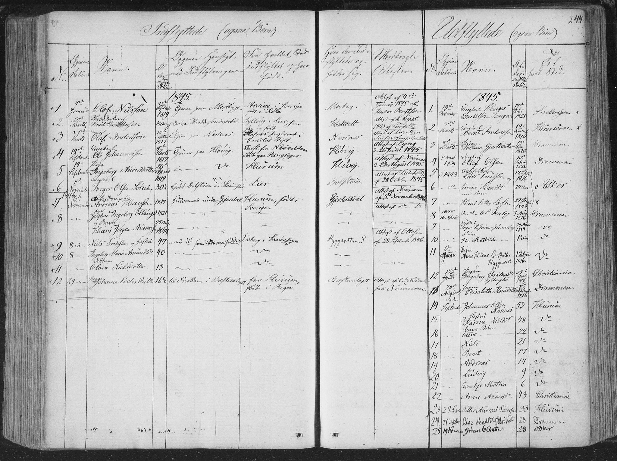 Røyken kirkebøker, AV/SAKO-A-241/F/Fa/L0005: Parish register (official) no. 5, 1833-1856, p. 244