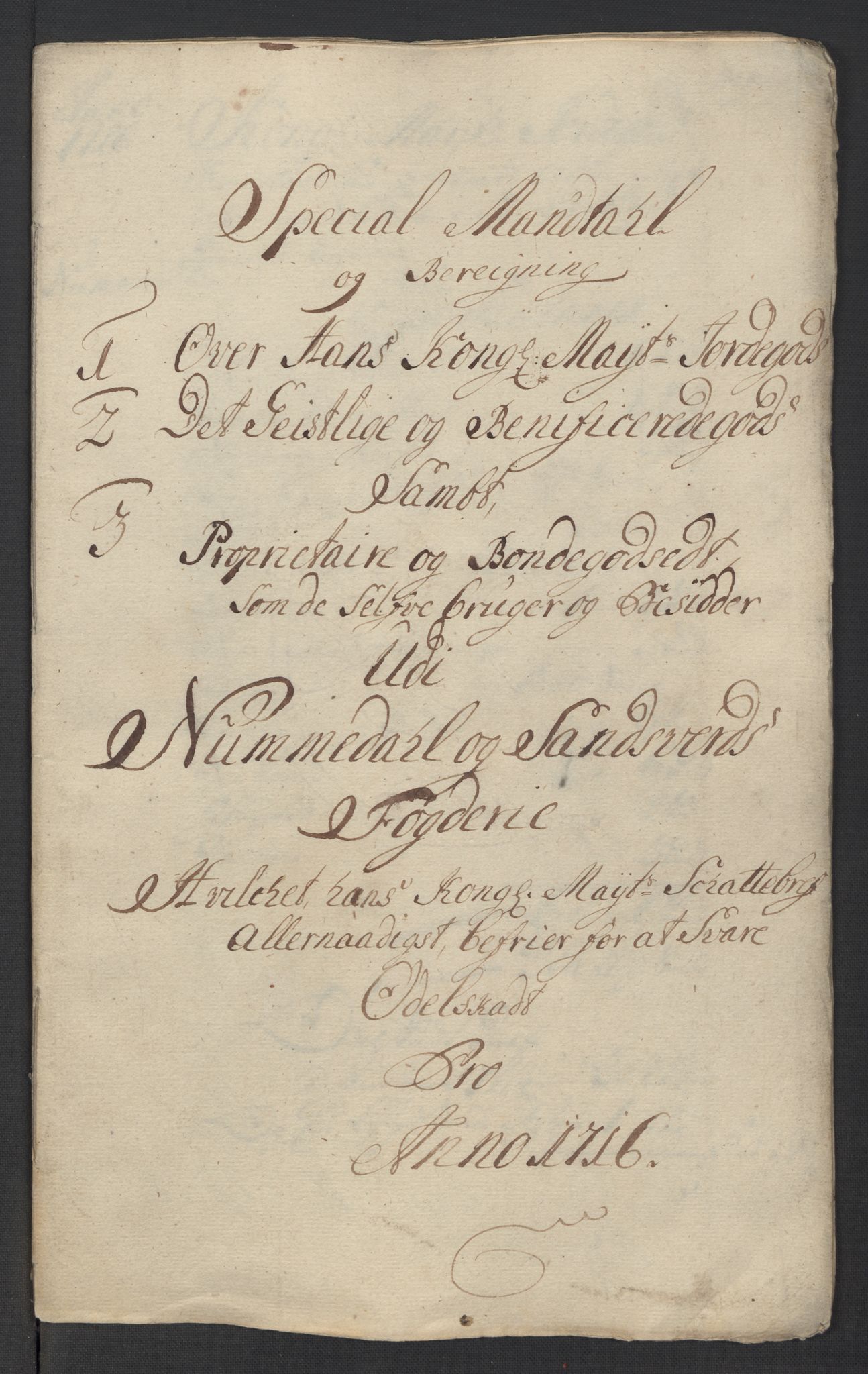 Rentekammeret inntil 1814, Reviderte regnskaper, Fogderegnskap, RA/EA-4092/R24/L1592: Fogderegnskap Numedal og Sandsvær, 1716, p. 322